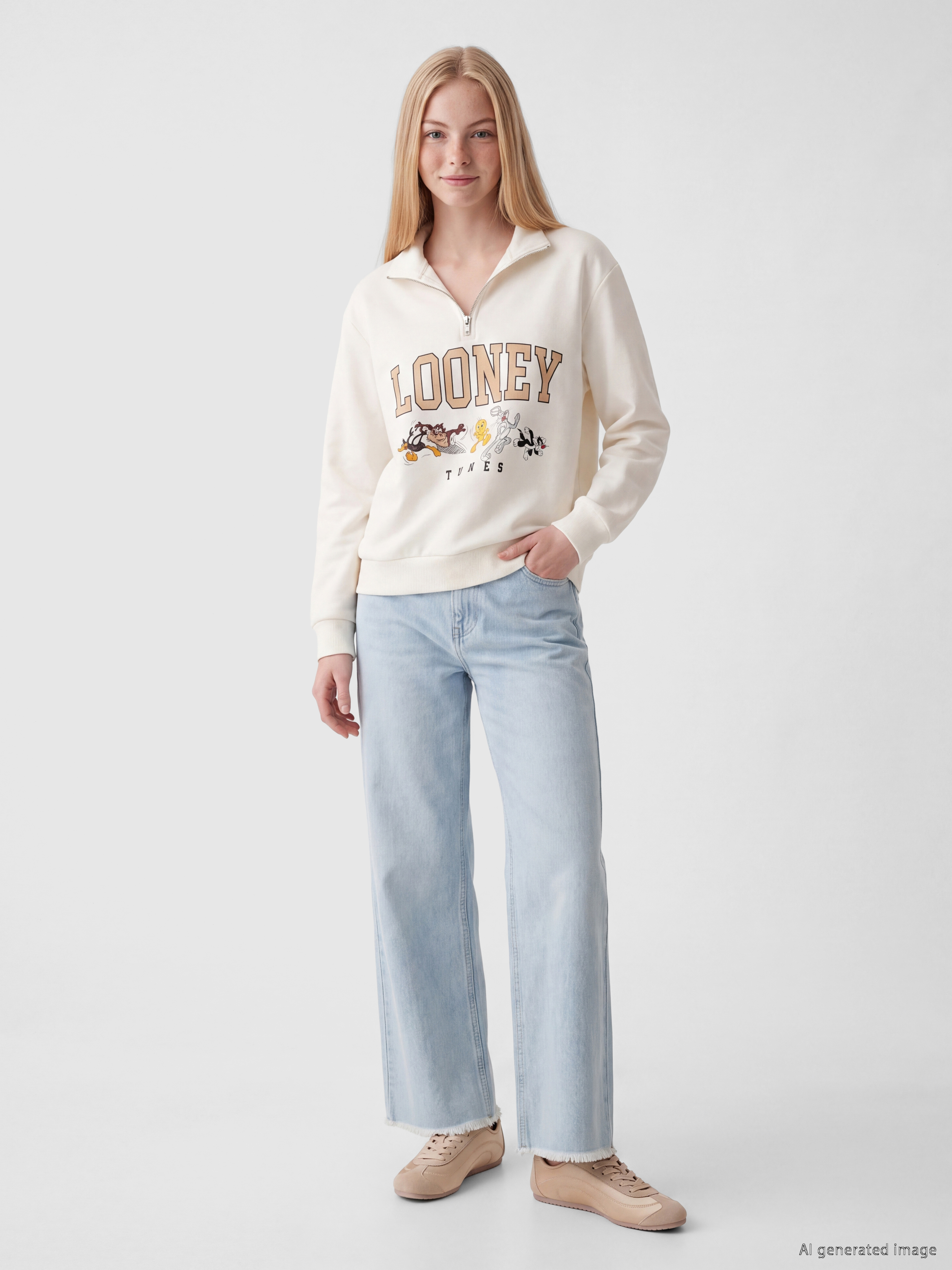 XSIDE Bugs Bunny Baskılı Oversize Kadın Sweatshirt görsel 6