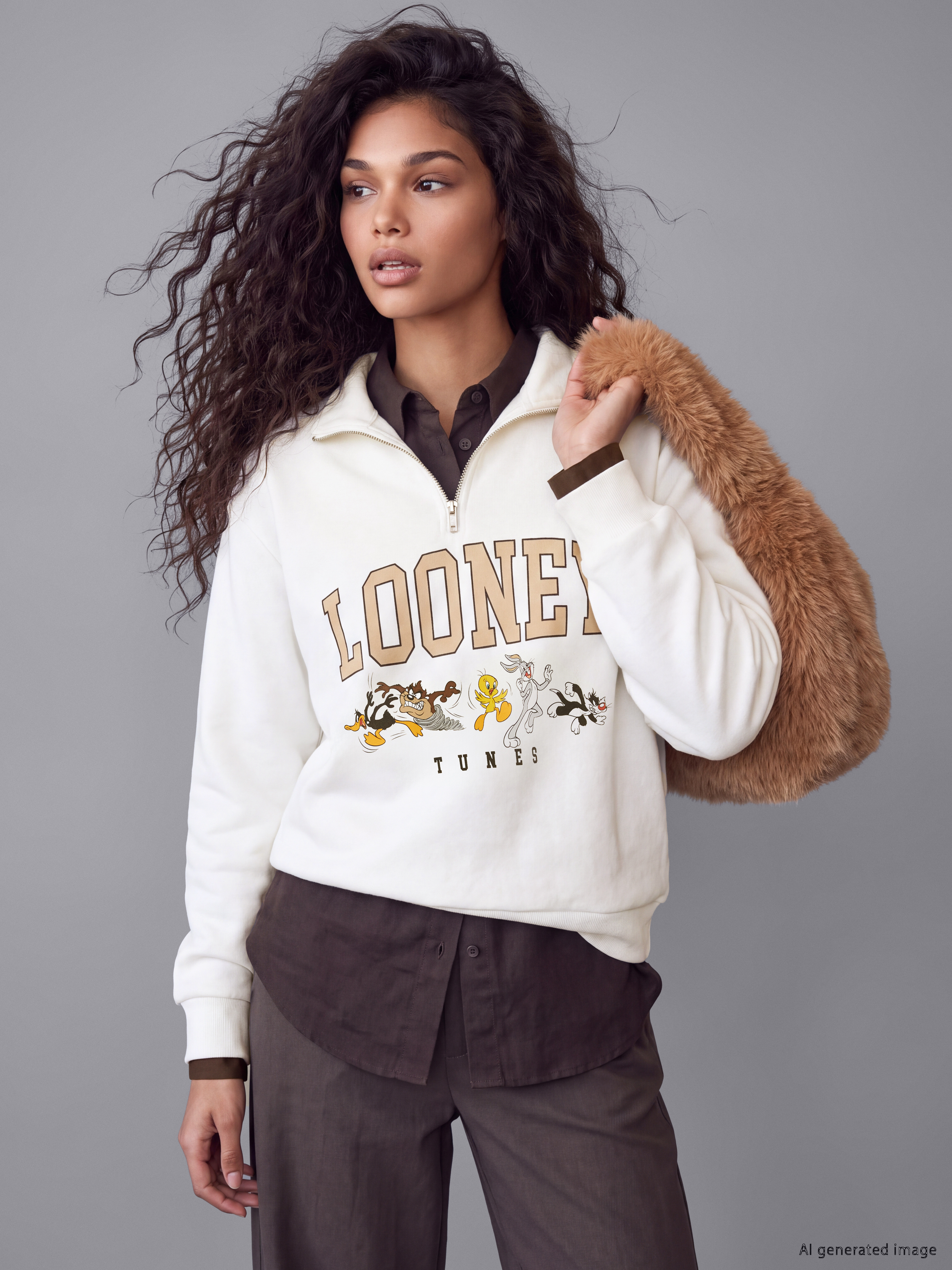 XSIDE Bugs Bunny Baskılı Oversize Kadın Sweatshirt
