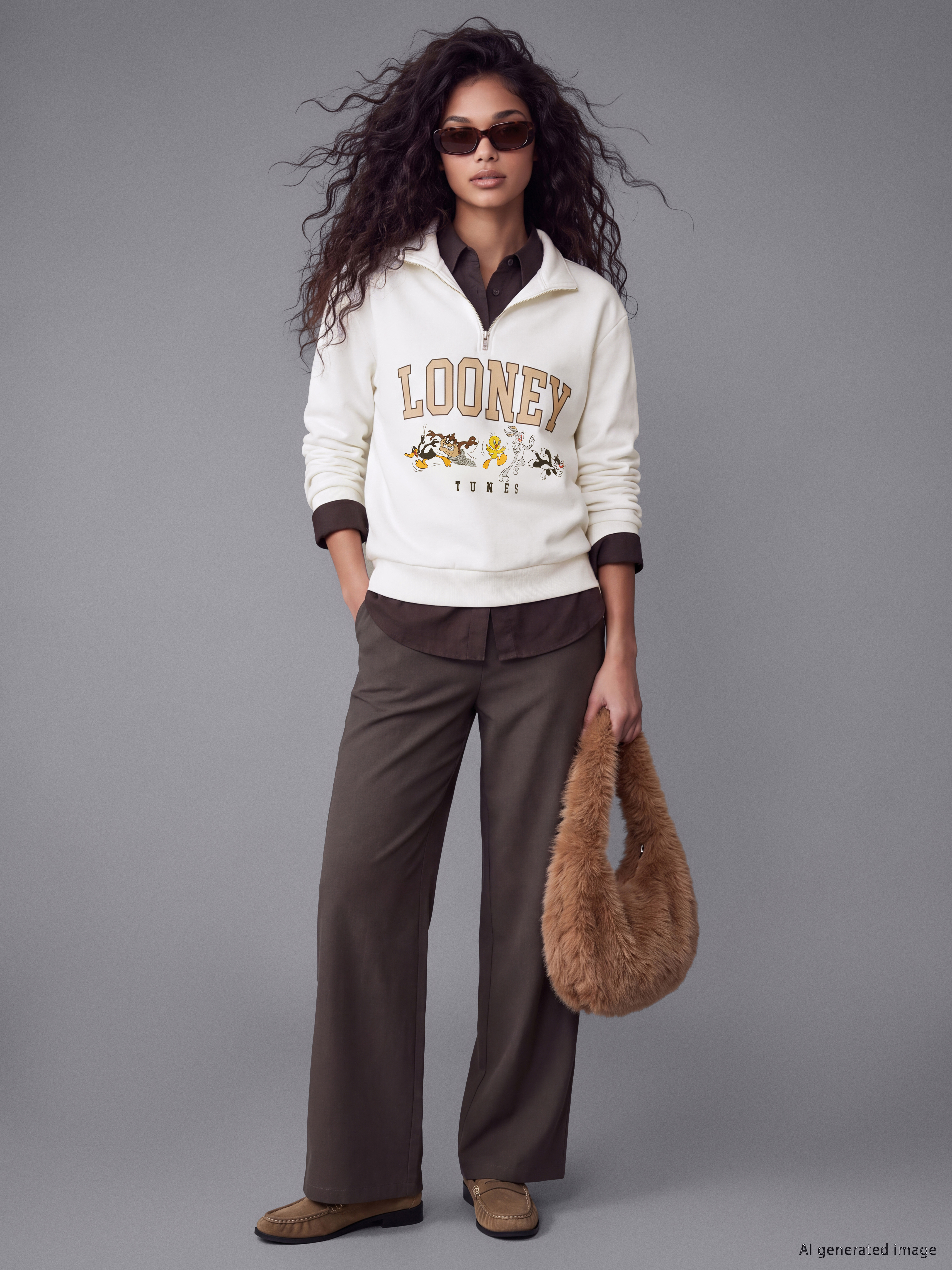 XSIDE Bugs Bunny Baskılı Oversize Kadın Sweatshirt görsel 2