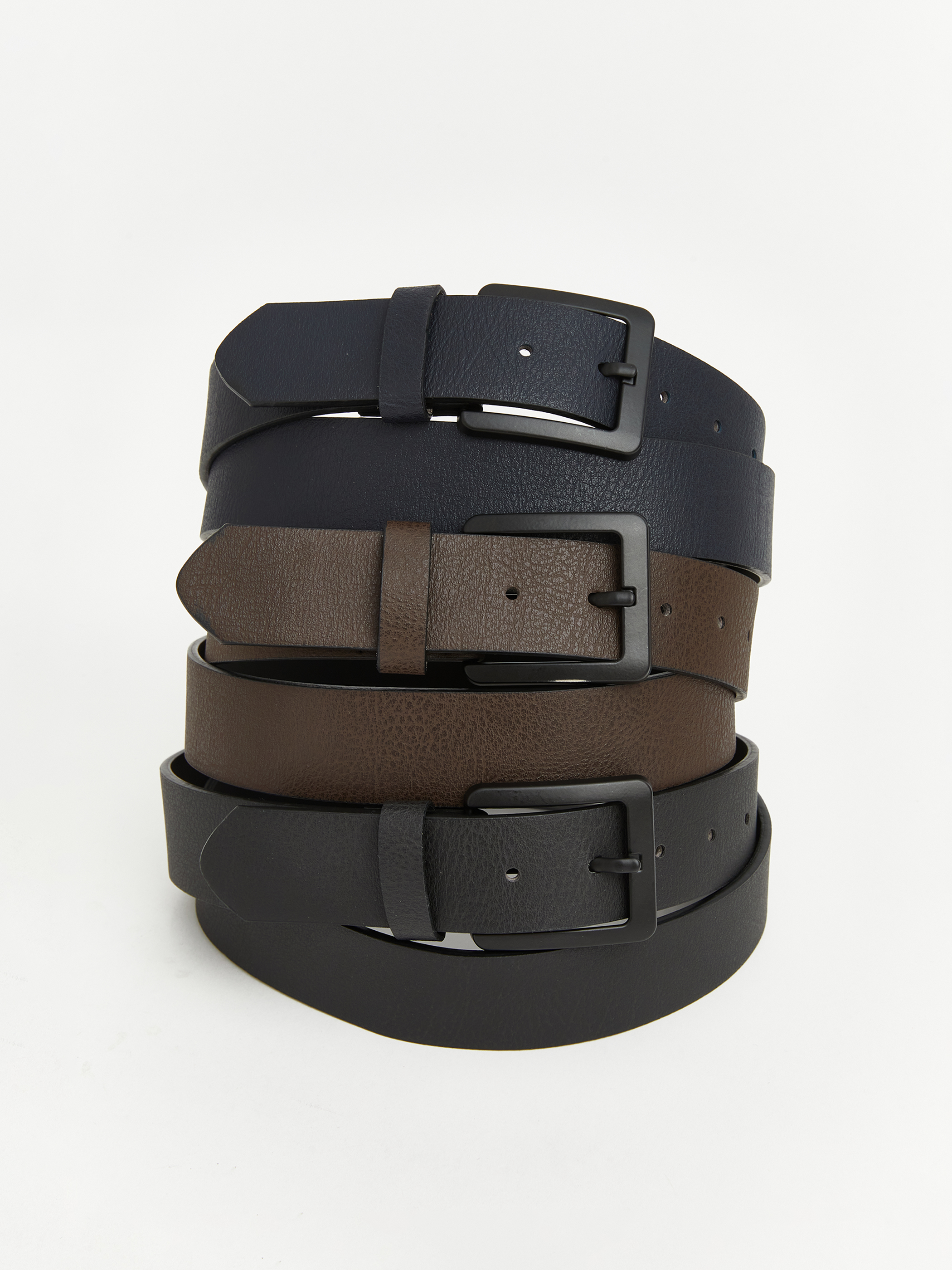 LCW ACCESSORIES Deri Görünümlü Erkek Kemer Seti 3'lü