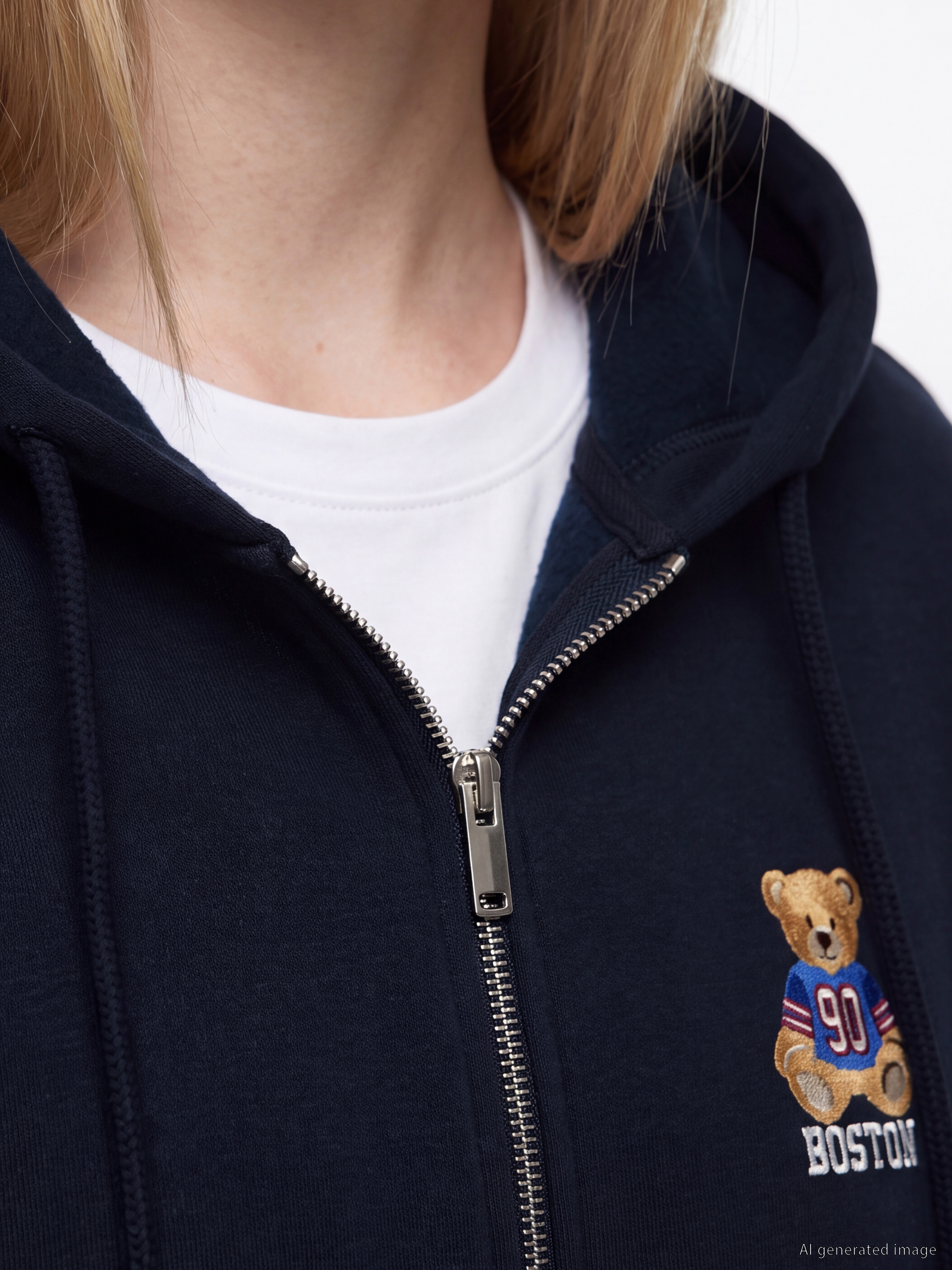 XSIDE Teddy Nakışlı Kadın Kalın Fermuarlı Sweatshirt görsel 3