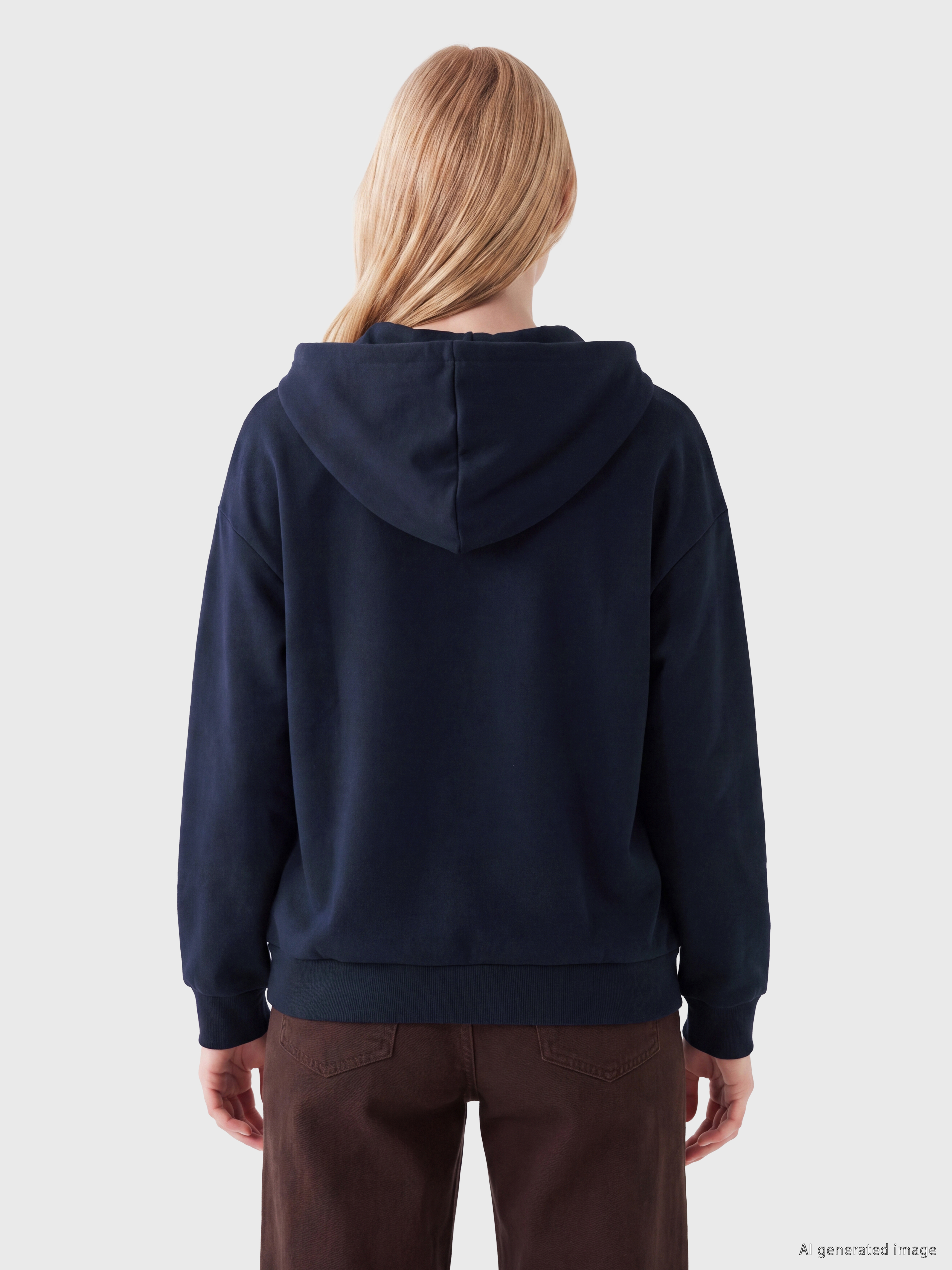 XSIDE Teddy Nakışlı Kadın Kalın Fermuarlı Sweatshirt görsel 4
