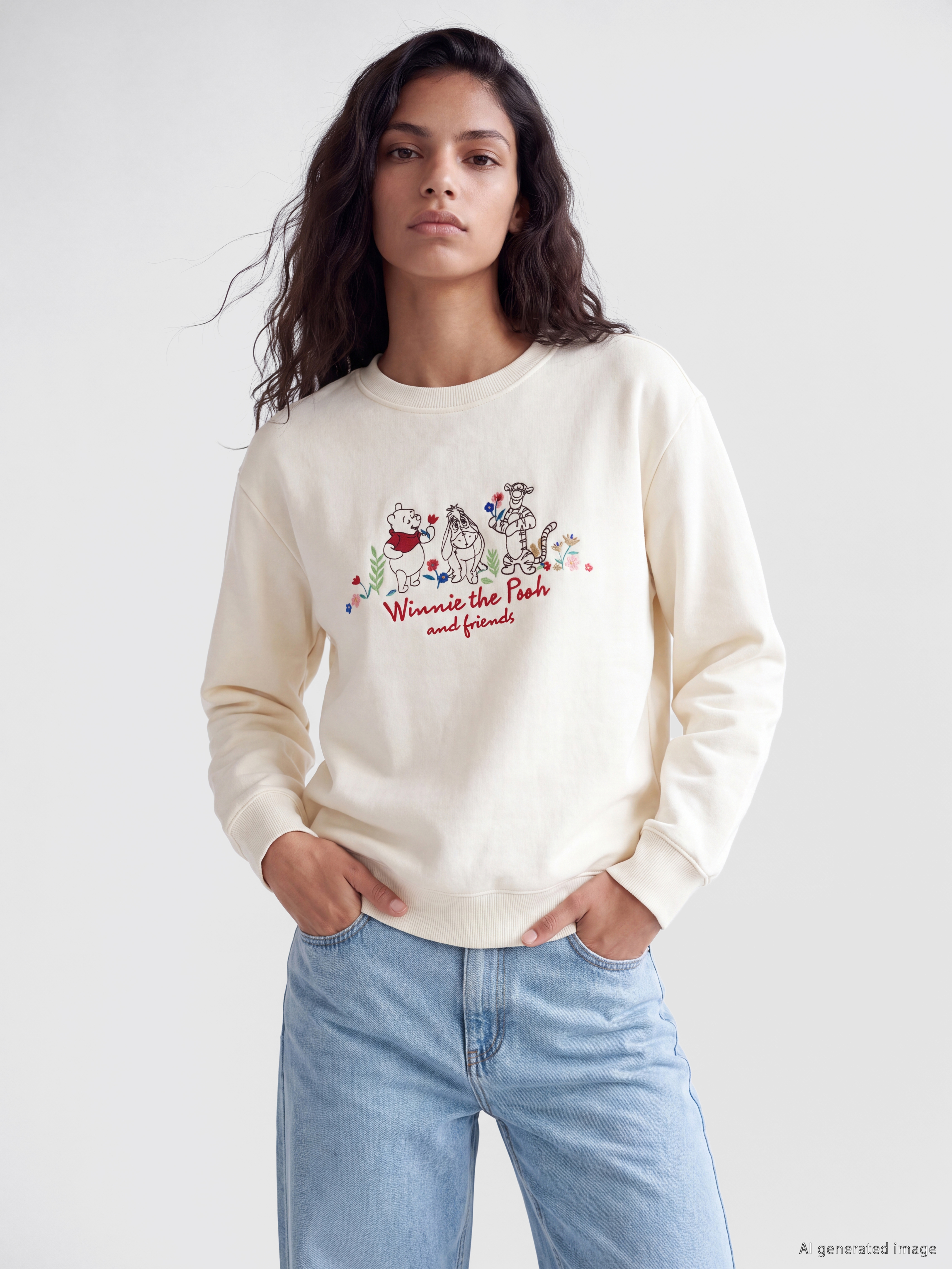 XSIDE Winnie the Pooh Nakışlı Oversize Kadın Sweatshirt