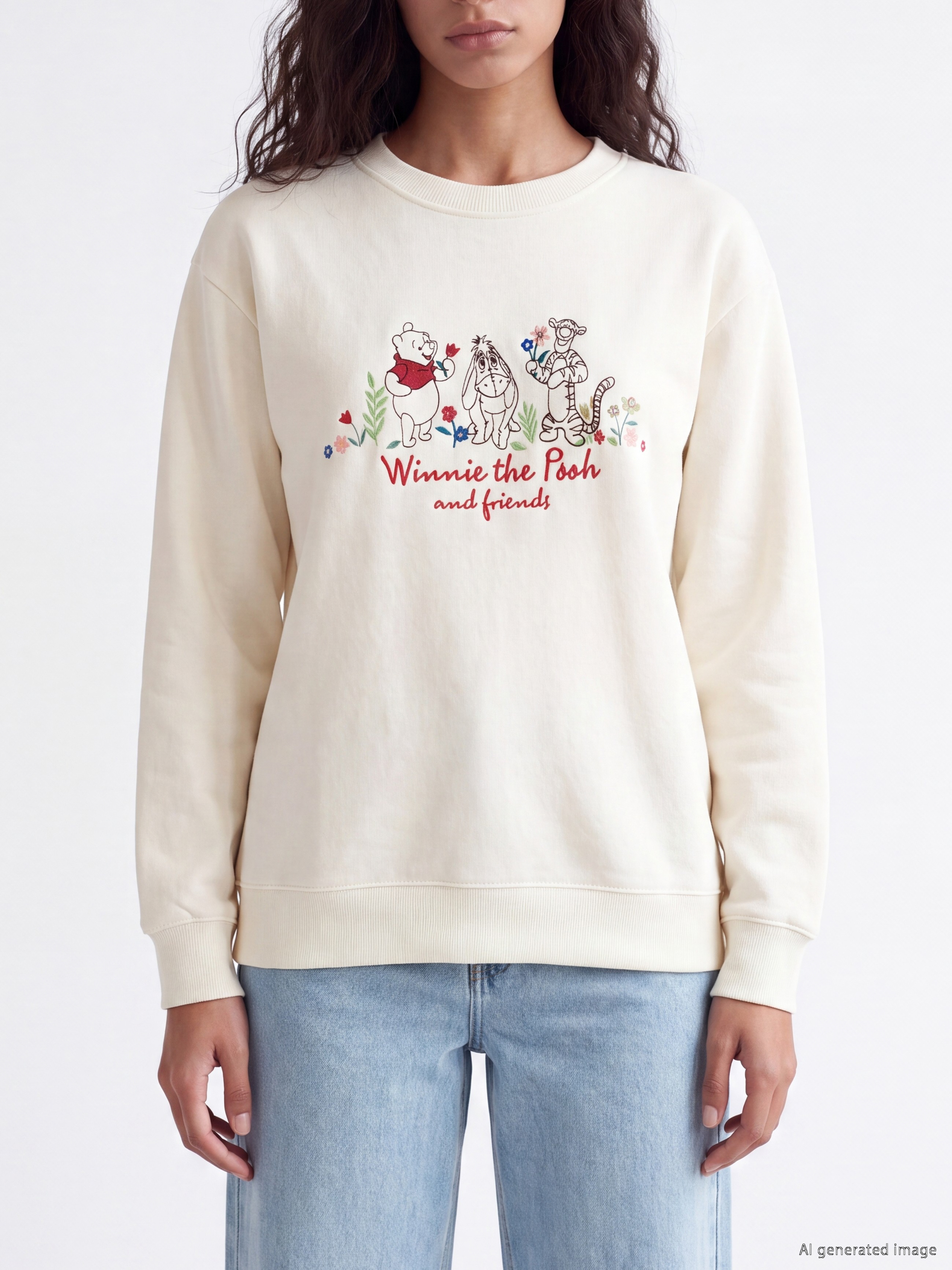XSIDE Winnie the Pooh Nakışlı Oversize Kadın Sweatshirt görsel 3