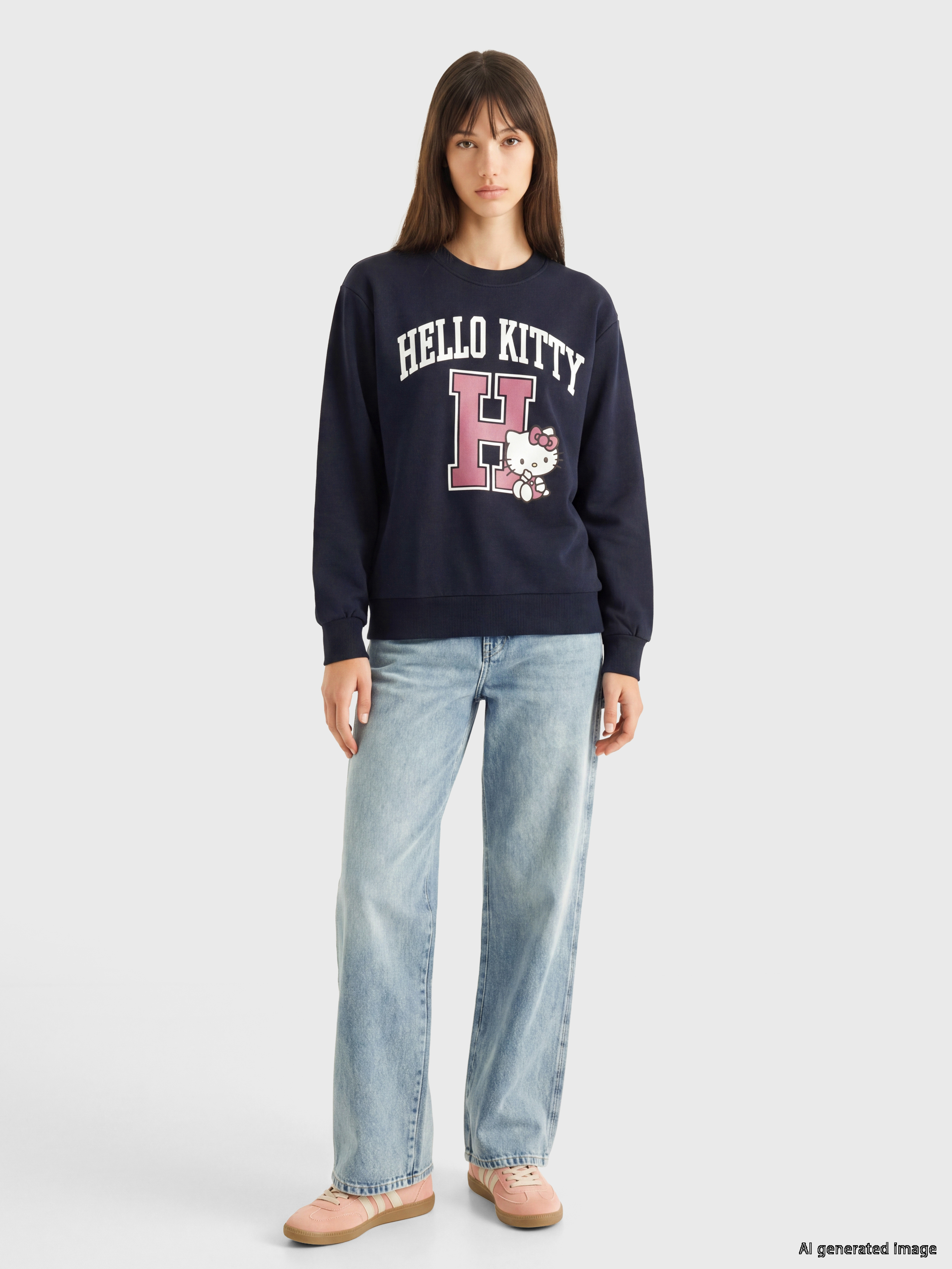 XSIDE Hello Kitty Baskılı Oversize Kadın Sweatshirt görsel 2