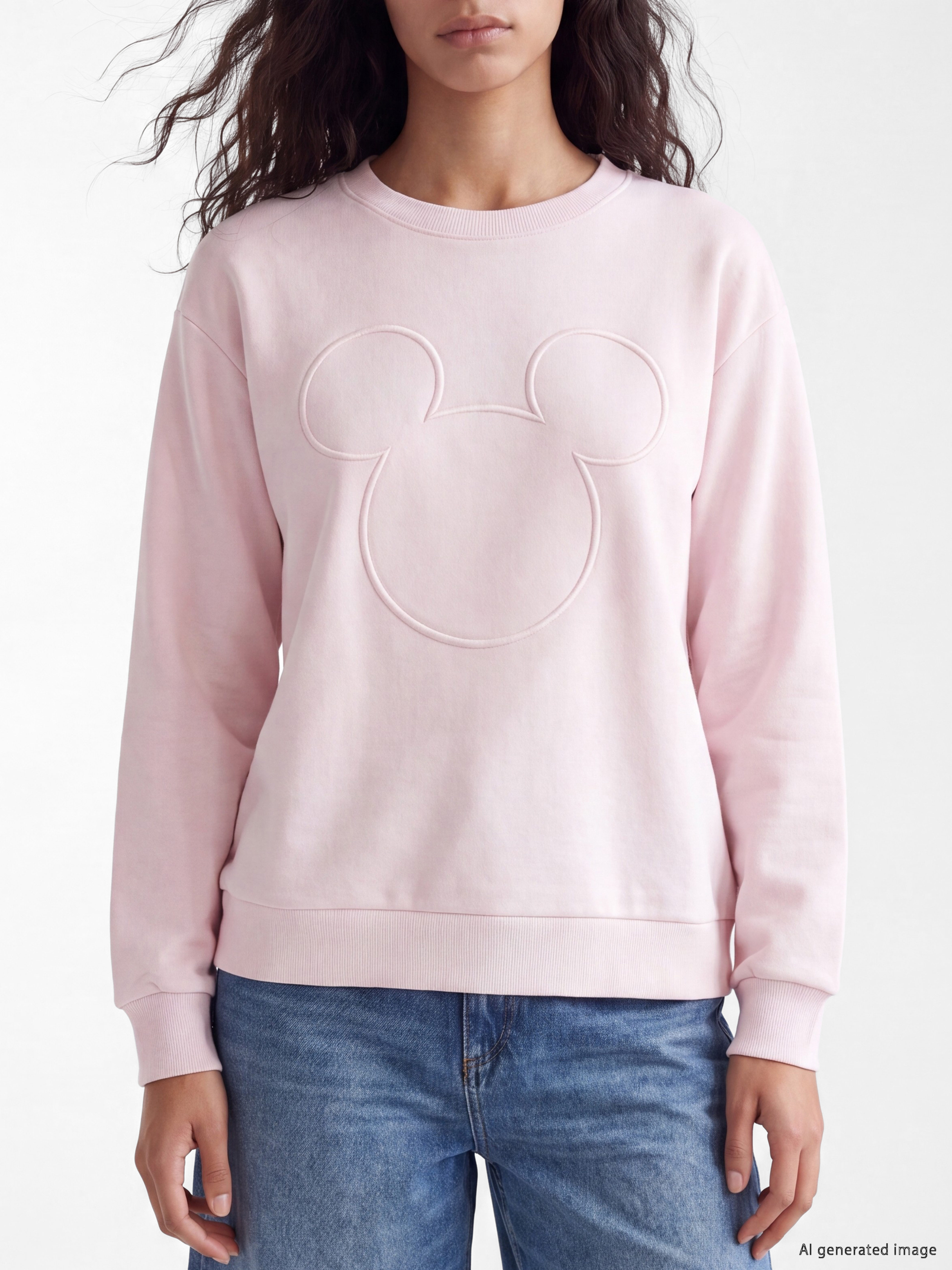 XSIDE Minnie Mouse Nakışlı Oversize Kadın Sweatshirt görsel 4