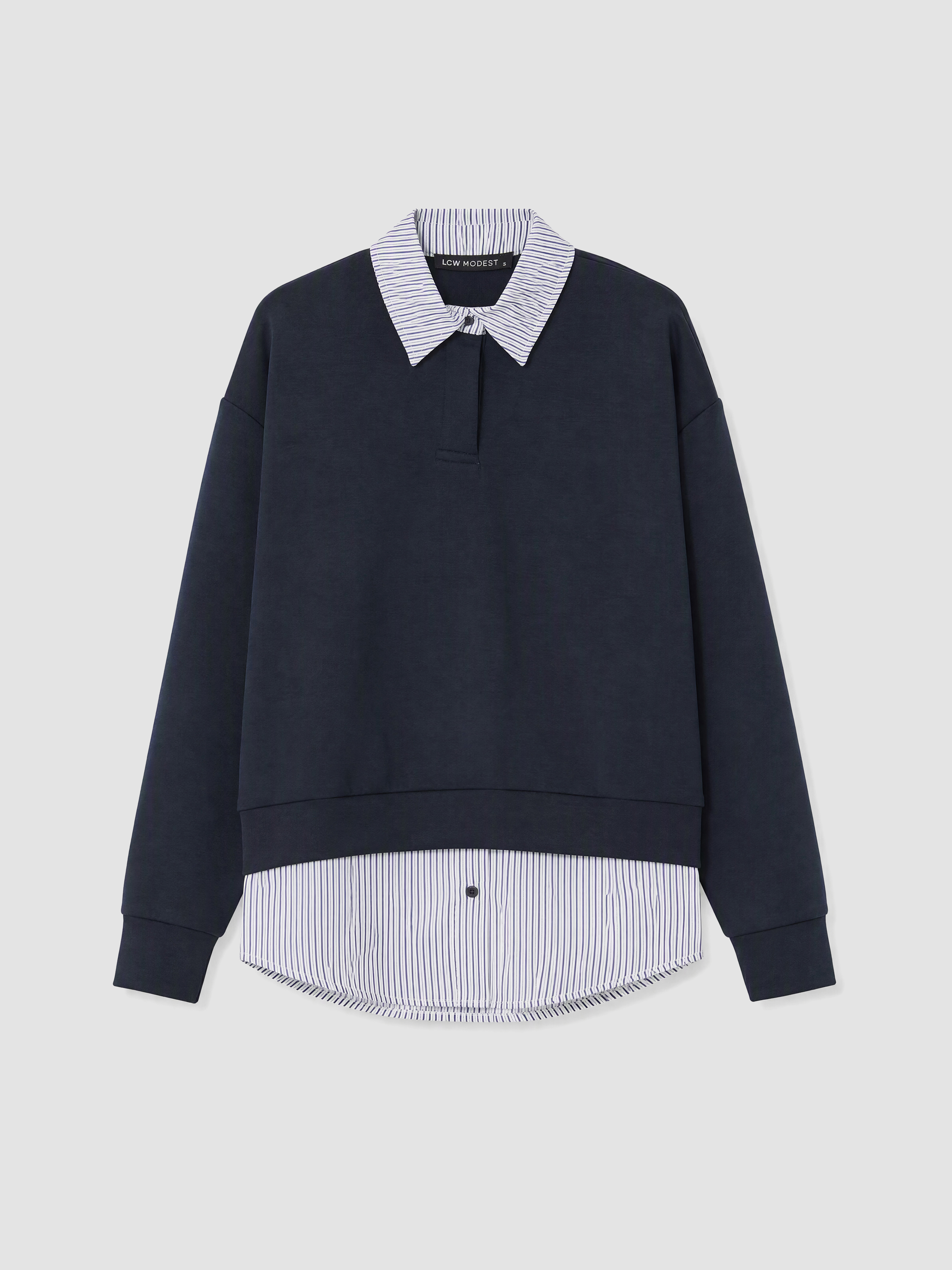 LCW Modest Gömlek Yaka Kadın Sweatshirt Tunik
