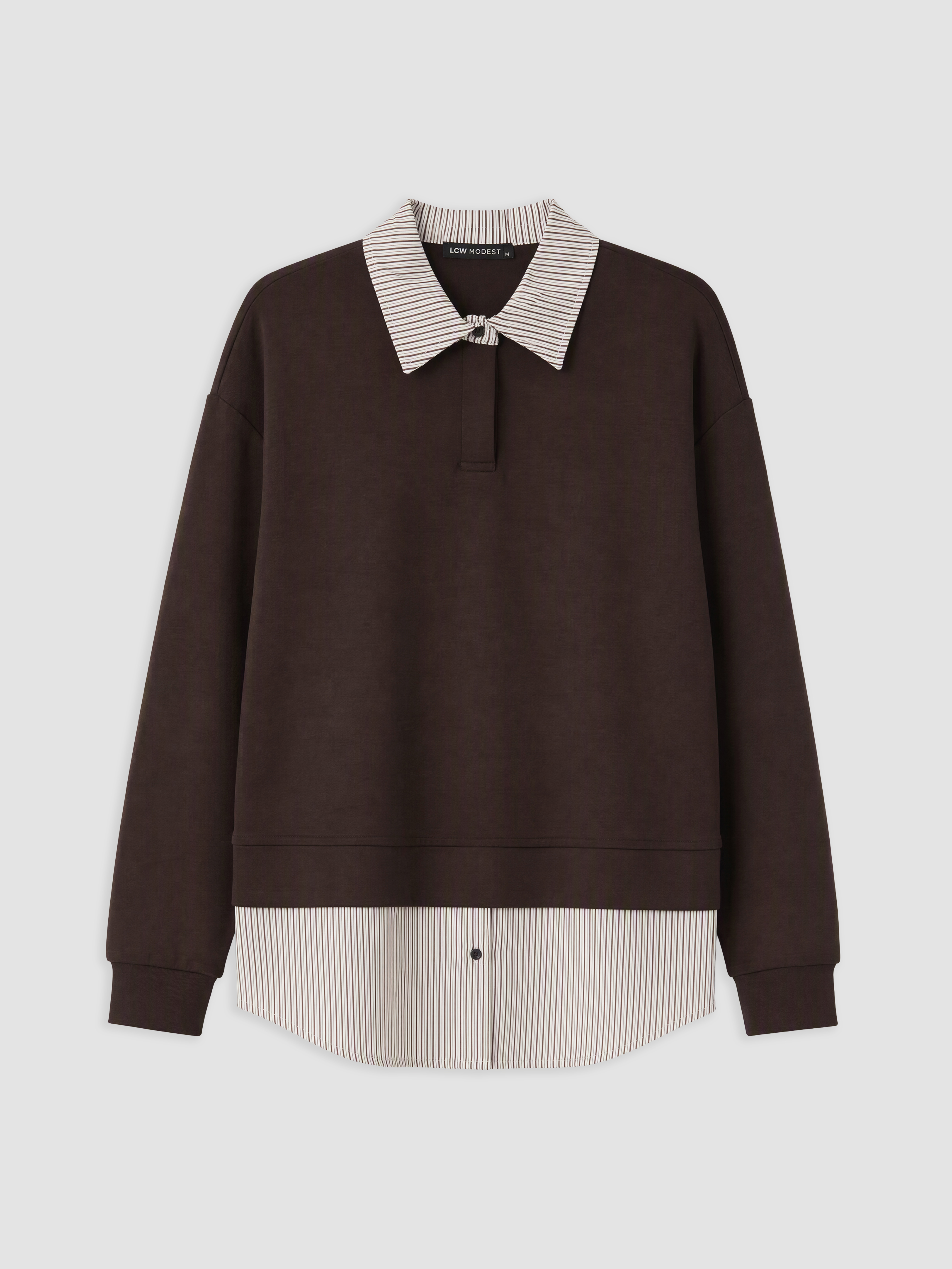 LCW Modest Gömlek Yaka Kadın Sweatshirt Tunik