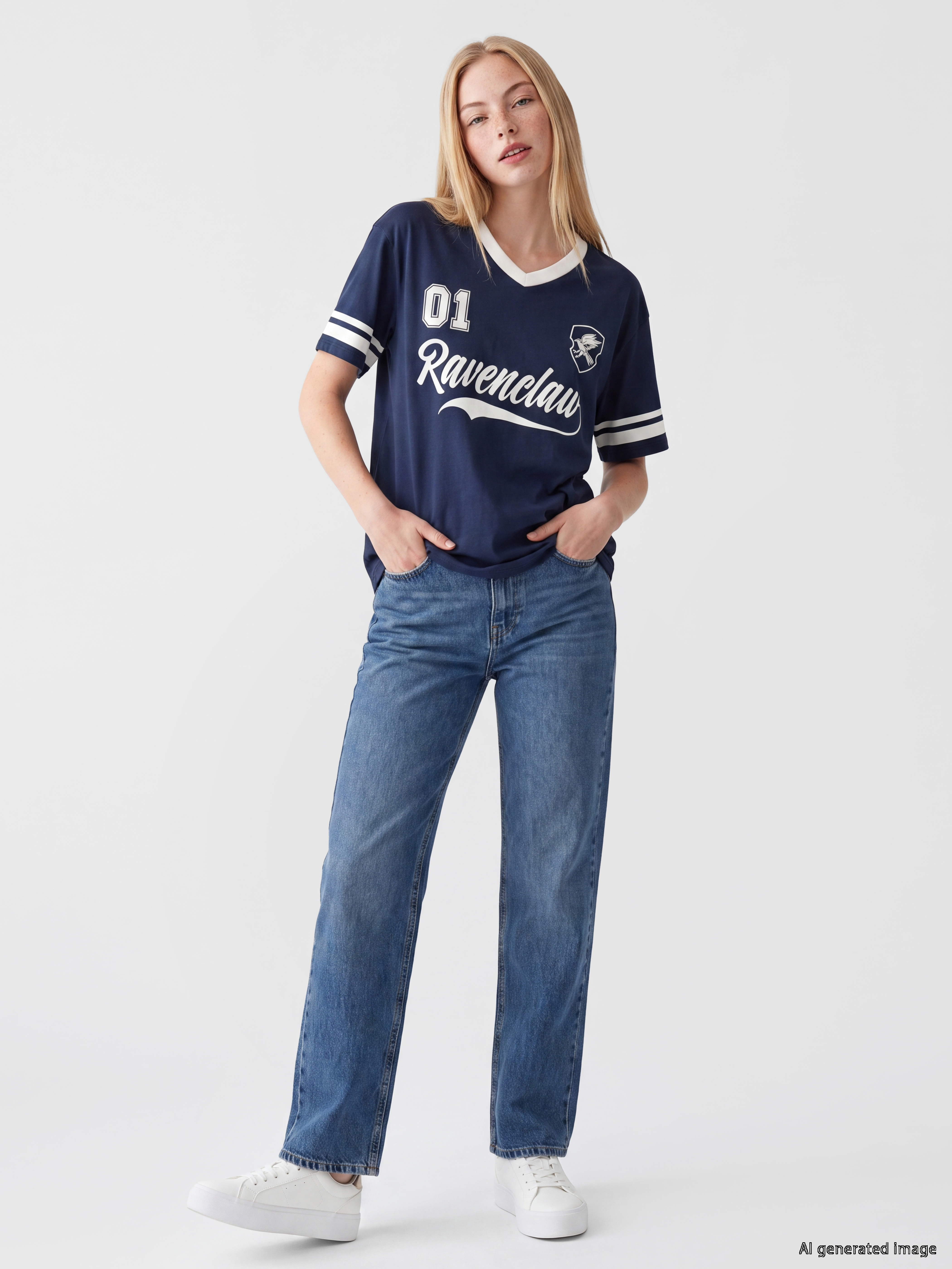 XSIDE Harry Potter Baskılı Oversize Kadın Tişört görsel 2