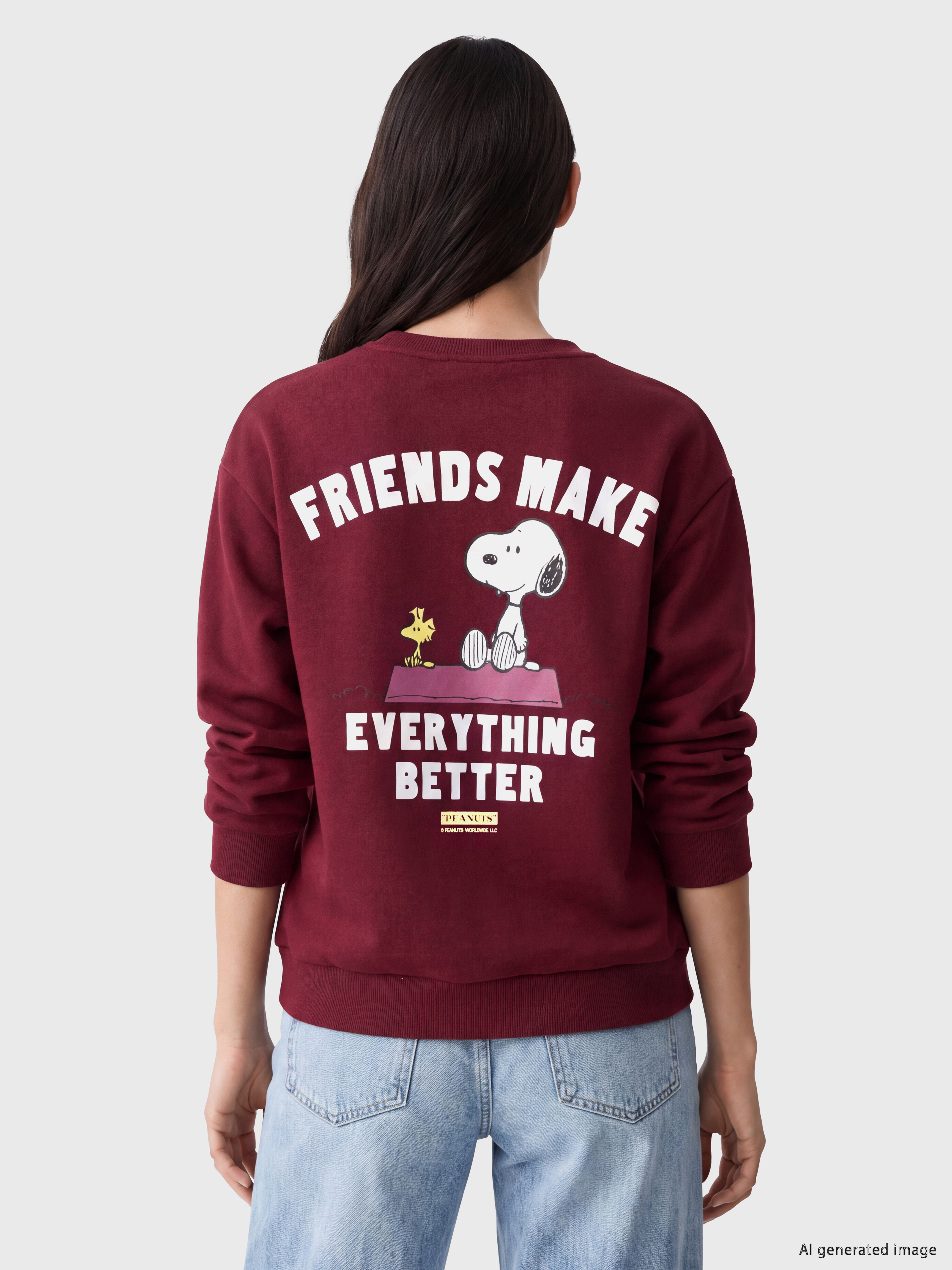 XSIDE Snoopy Baskılı Oversize Kadın Sweatshirt görsel 4