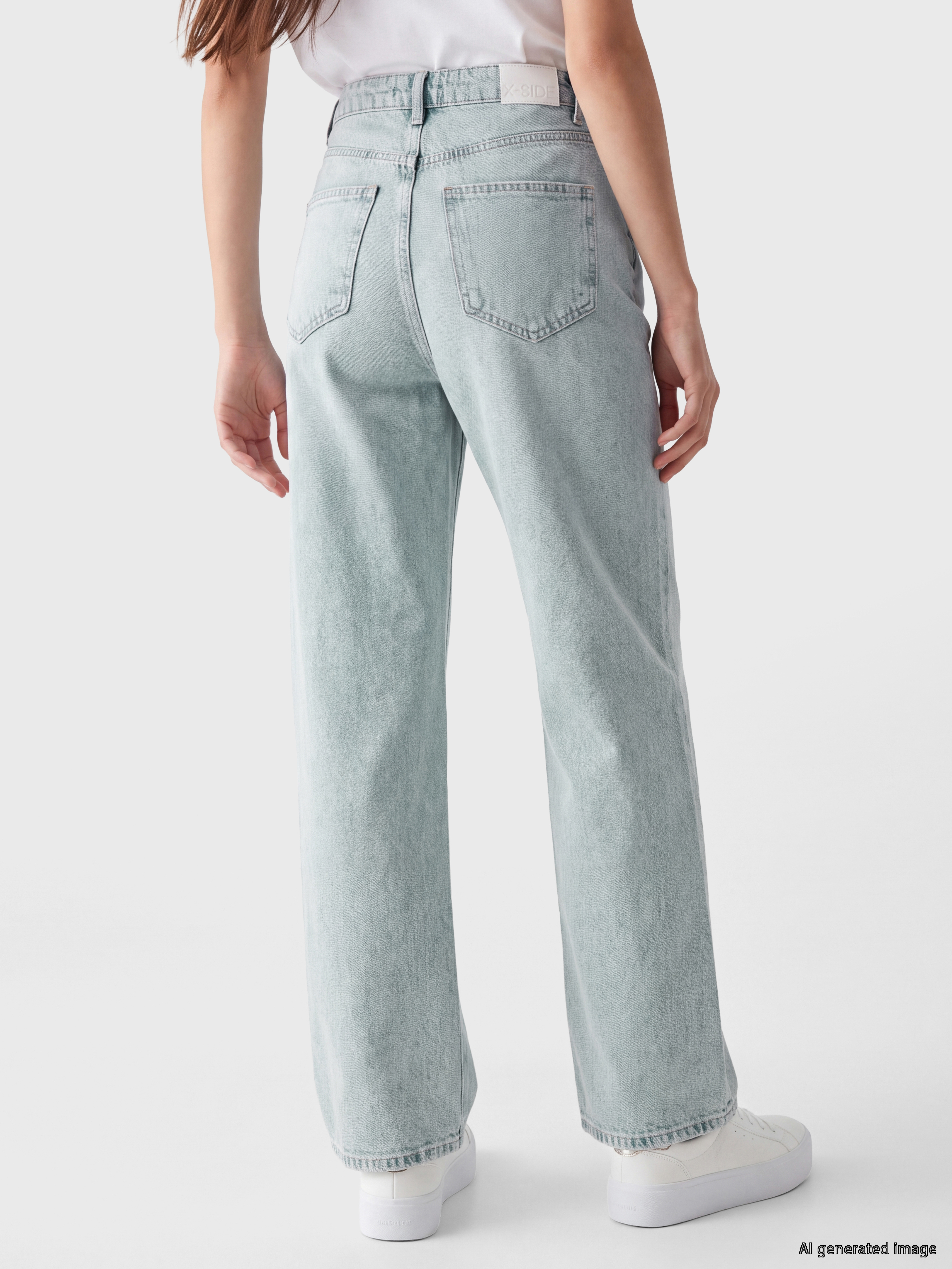 XSIDE Yüksek Bel Wideleg Kadın Jean Pantolon görsel 5