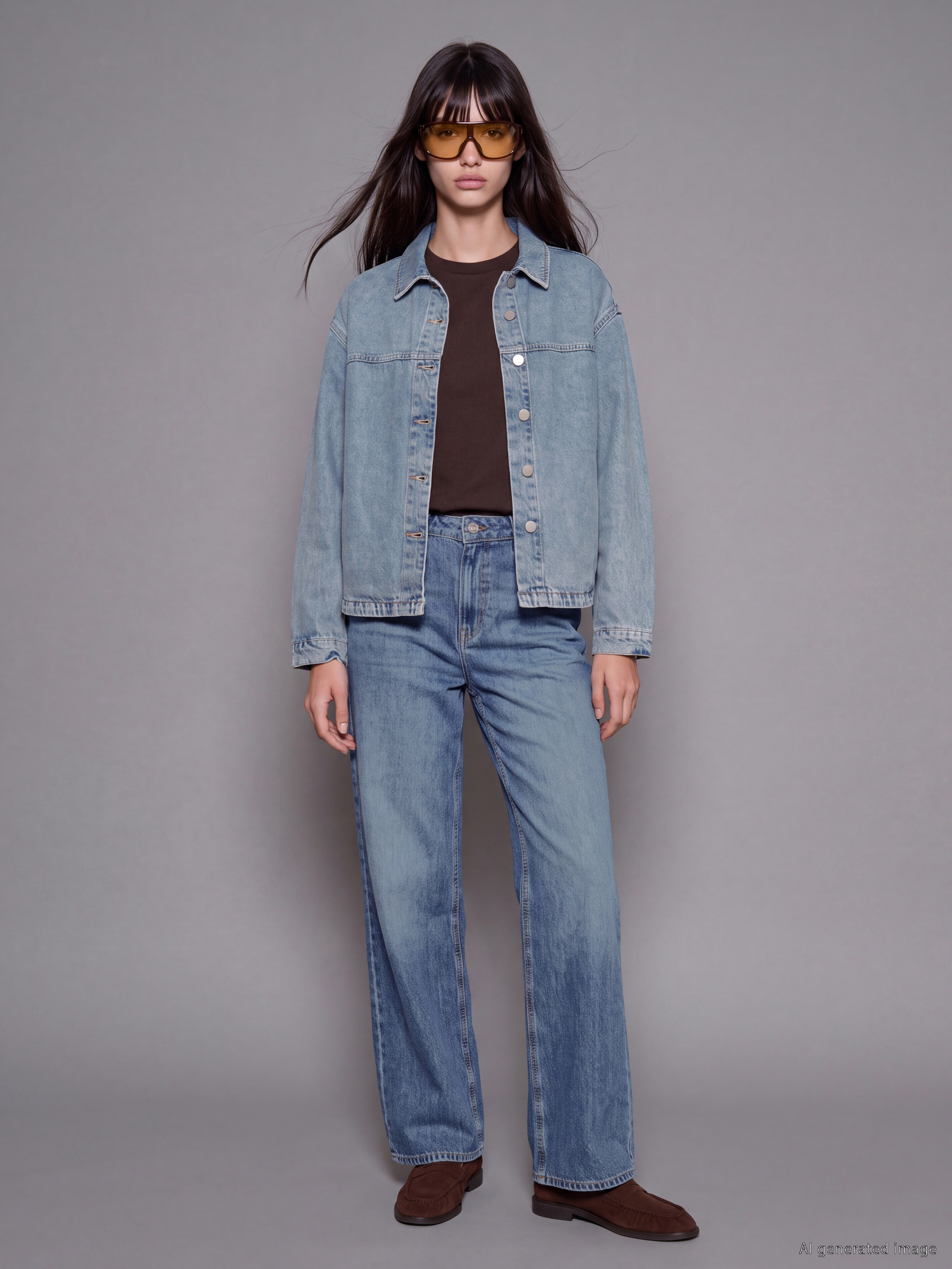 XSIDE Oversize Kadın Jean Gömlek Ceket görsel 2