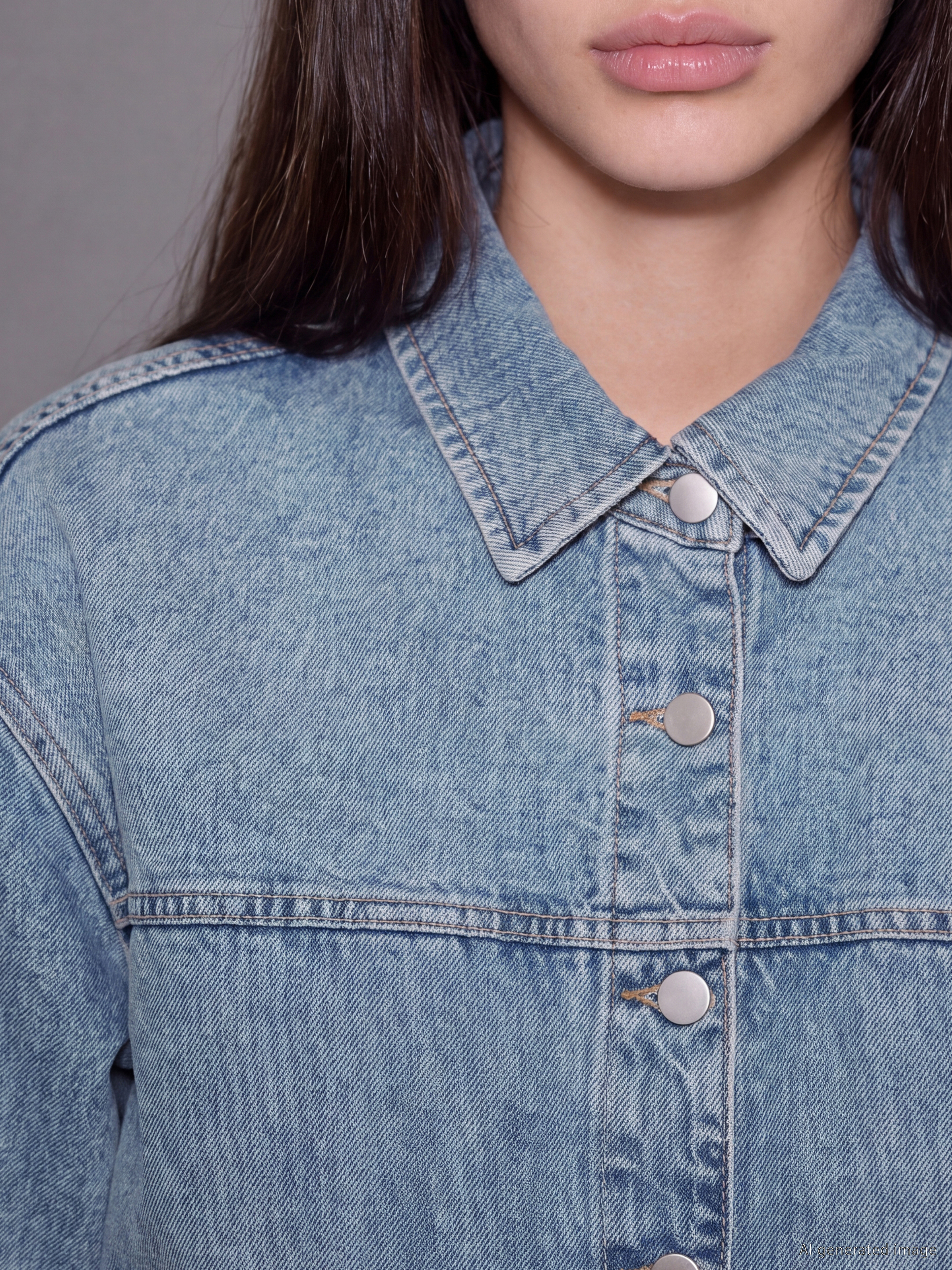 XSIDE Oversize Kadın Jean Gömlek Ceket görsel 3