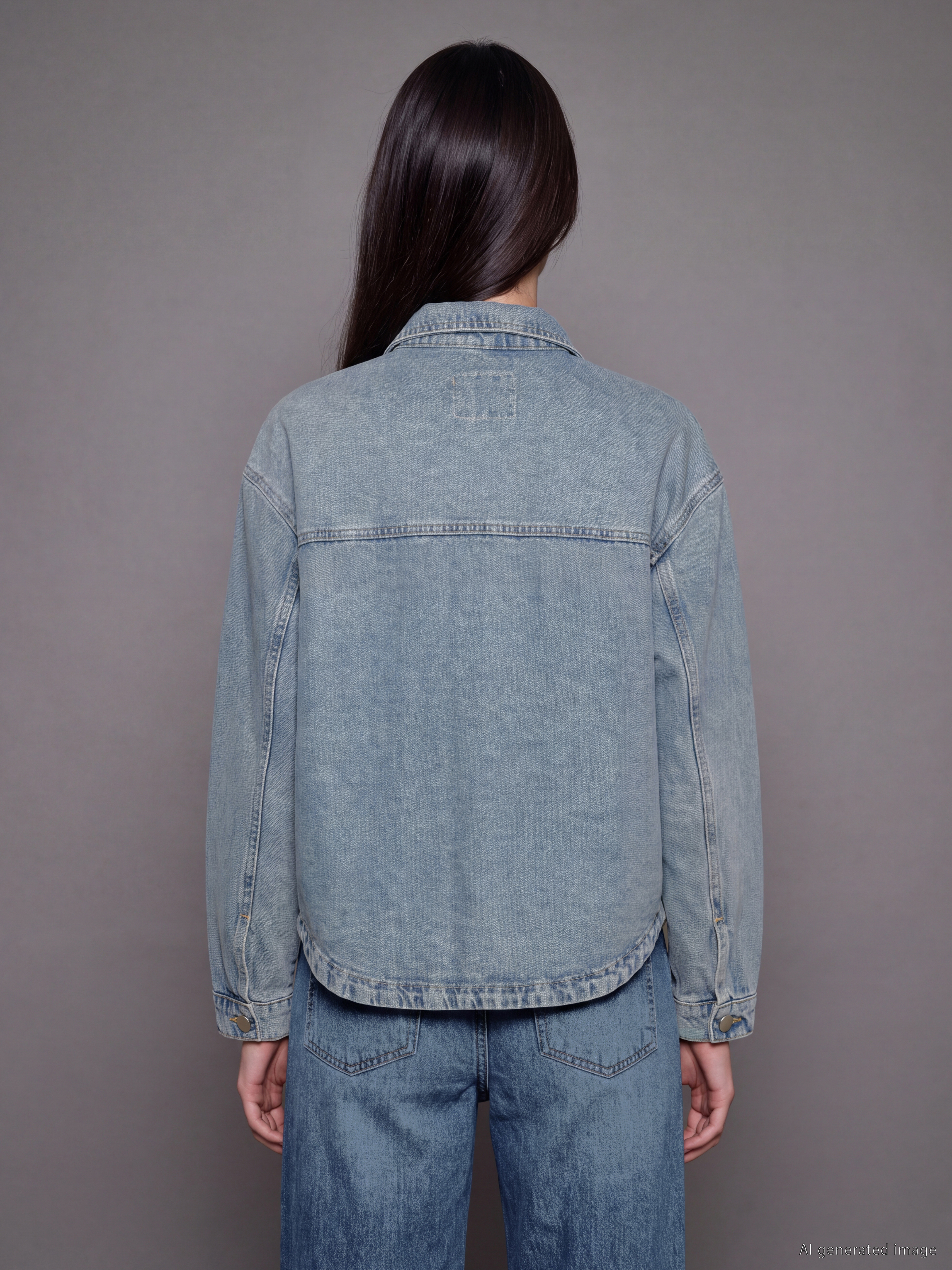 XSIDE Oversize Kadın Jean Gömlek Ceket görsel 4
