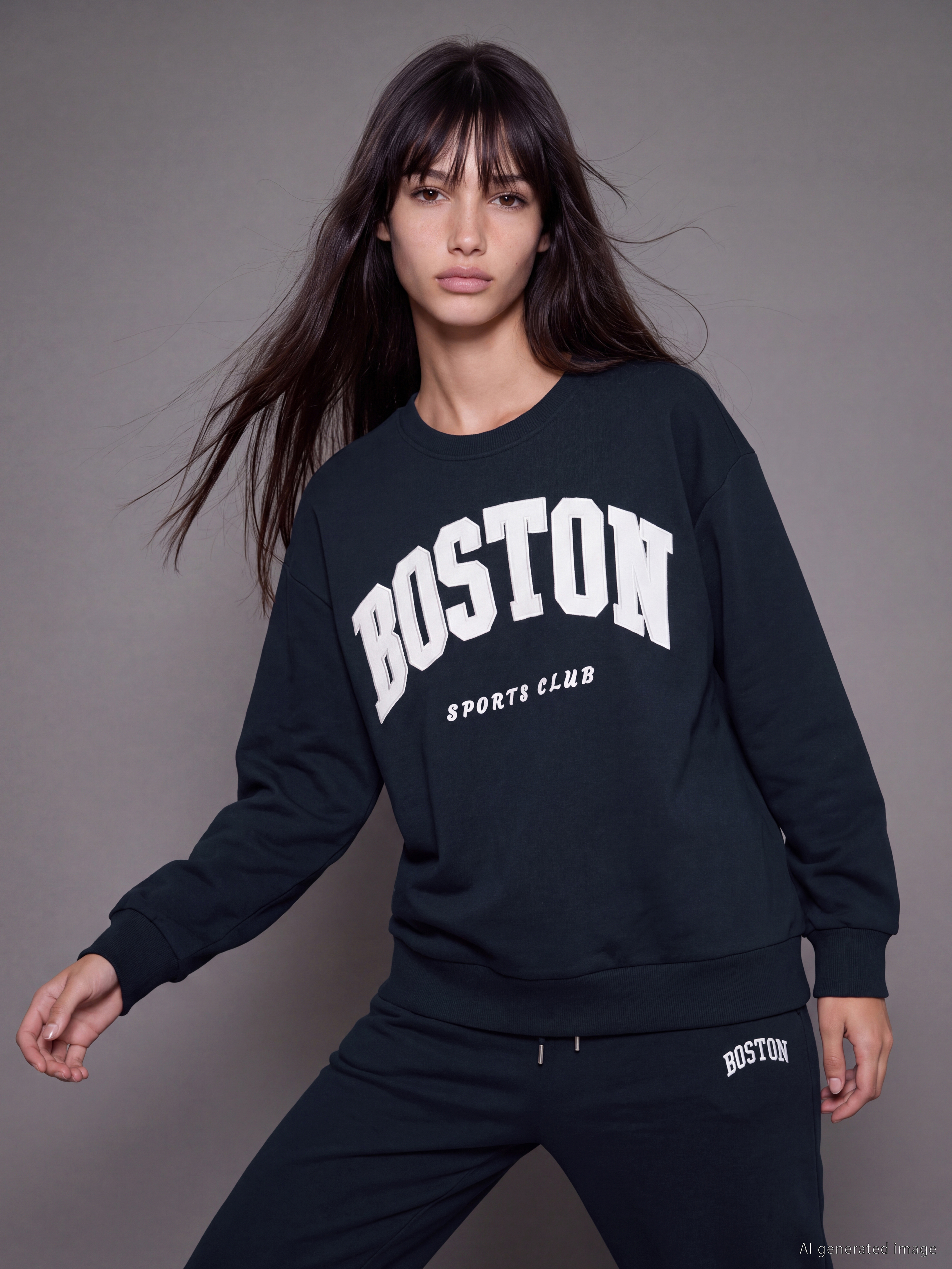 XSIDE Boston Nakışlı Oversize Kadın Sweatshirt