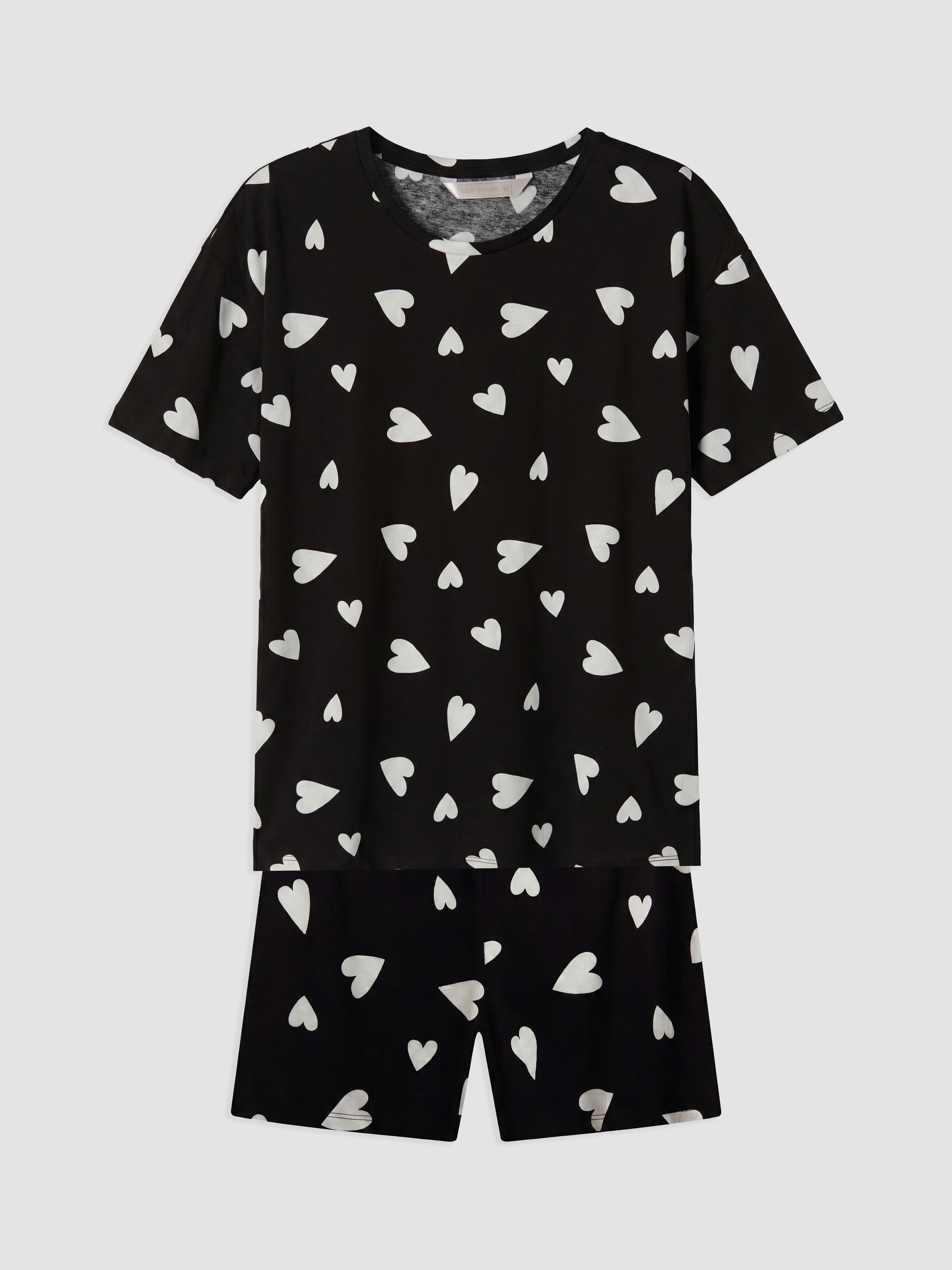 LCW DREAM Kalp Desenli Kadın Şortlu Pijama Takımı görsel 5