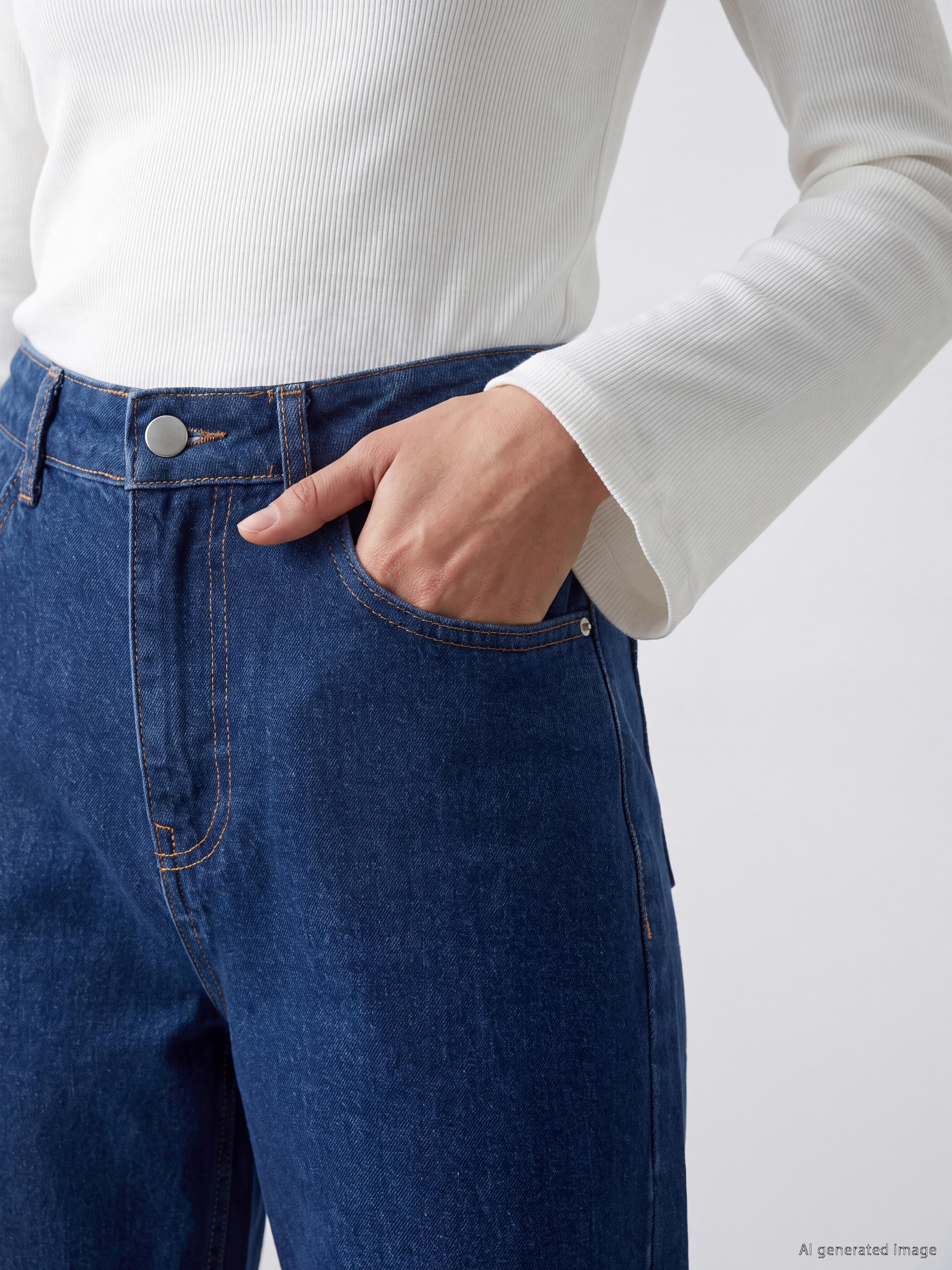 LC WAIKIKI Wideleg Kadın Jean Pantolon görsel 3
