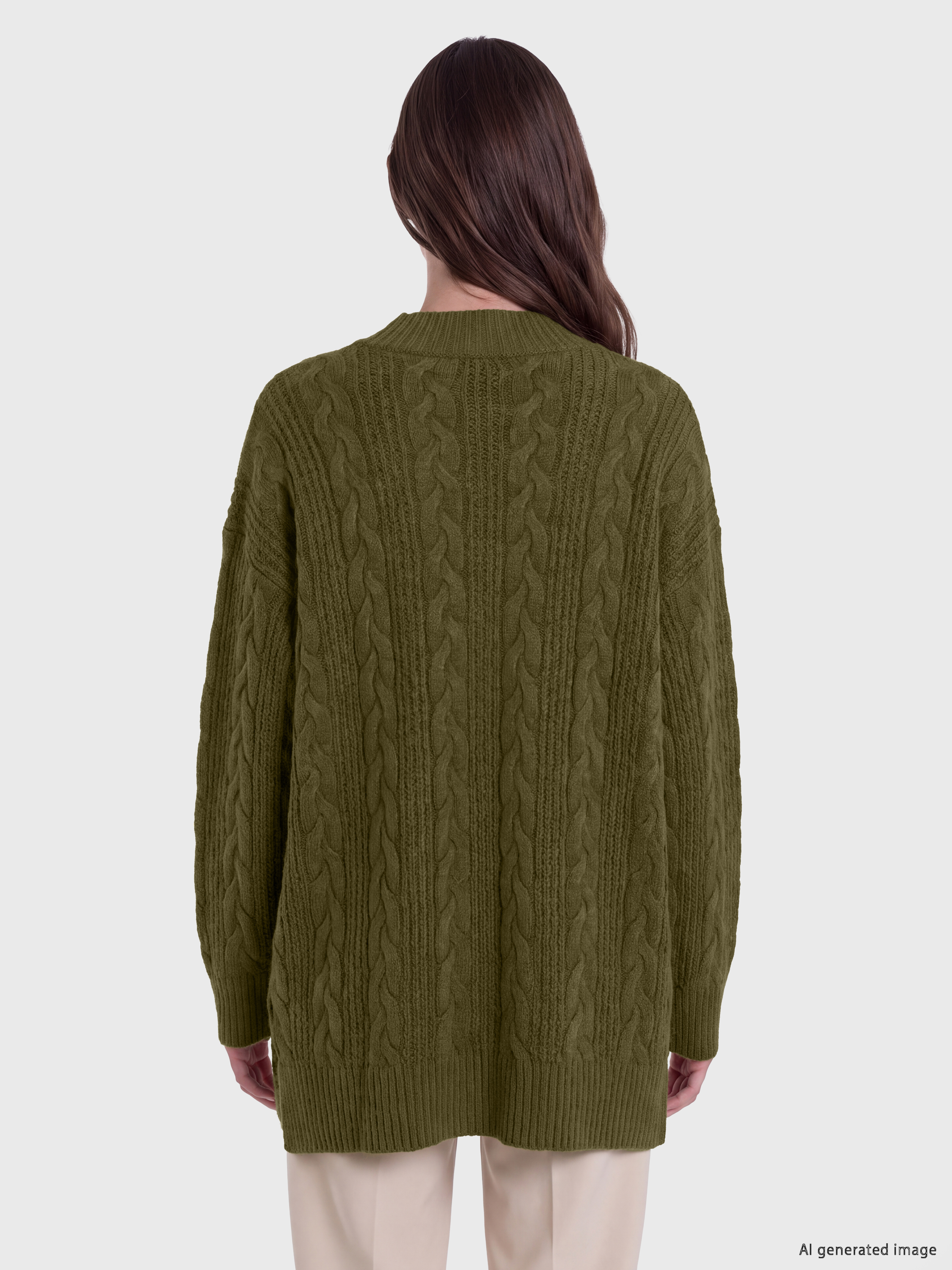 LCW Modest Dik Yaka Desenli Kadın Triko Tunik görsel 4