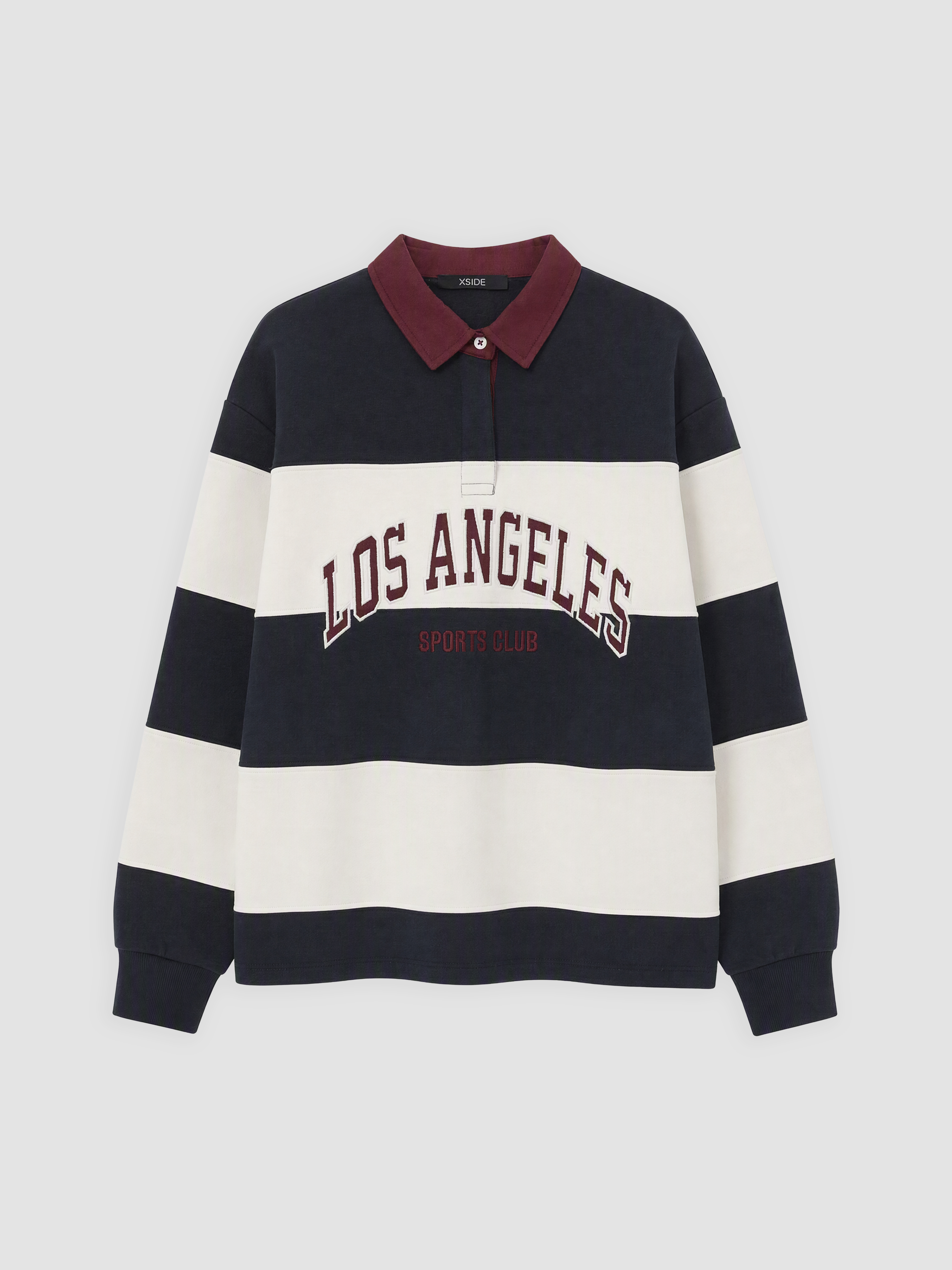 XSIDE Polo Yaka Nakışlı Oversize Kadın Sweatshirt görsel 5