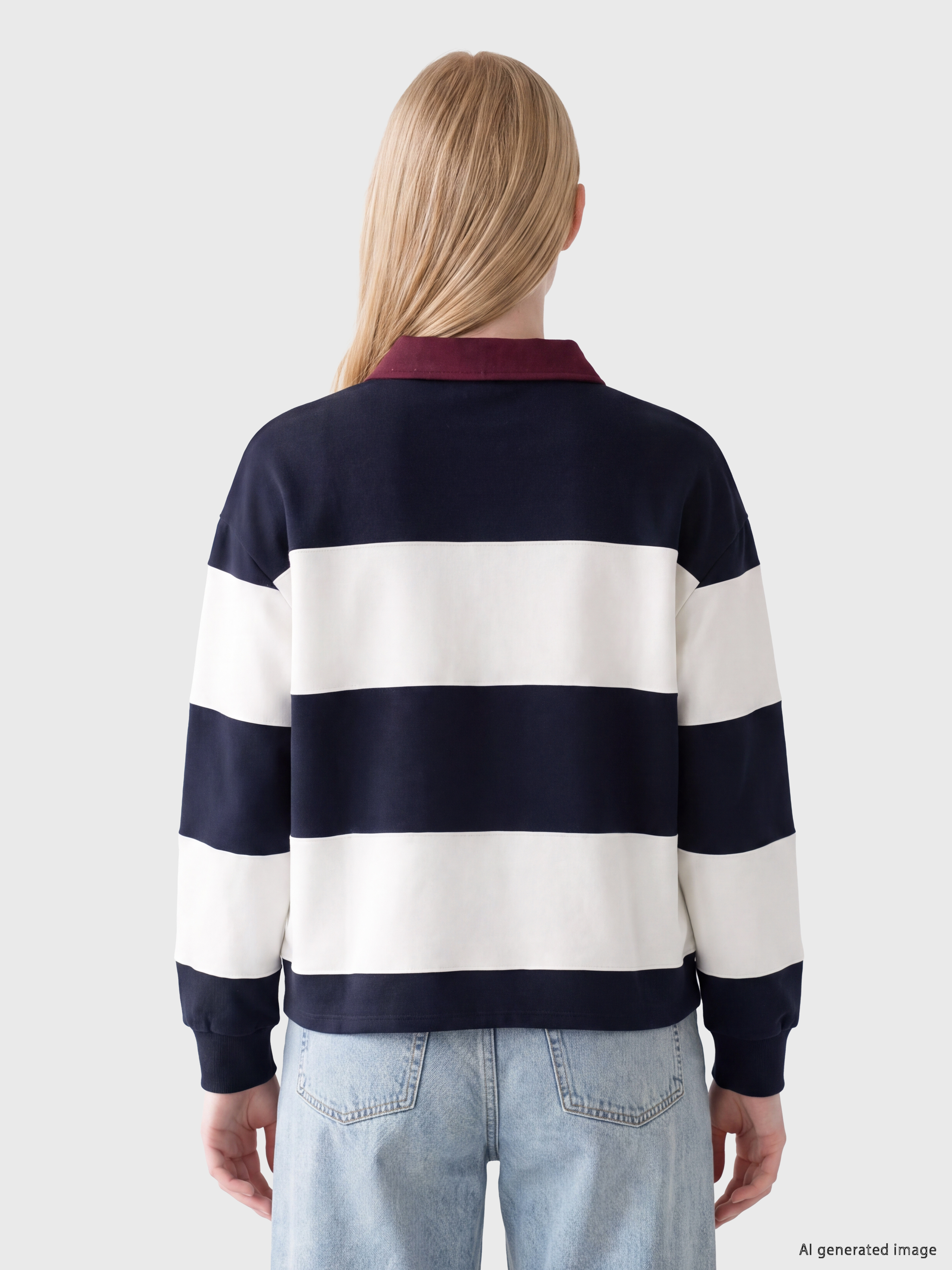 XSIDE Polo Yaka Nakışlı Oversize Kadın Sweatshirt görsel 4