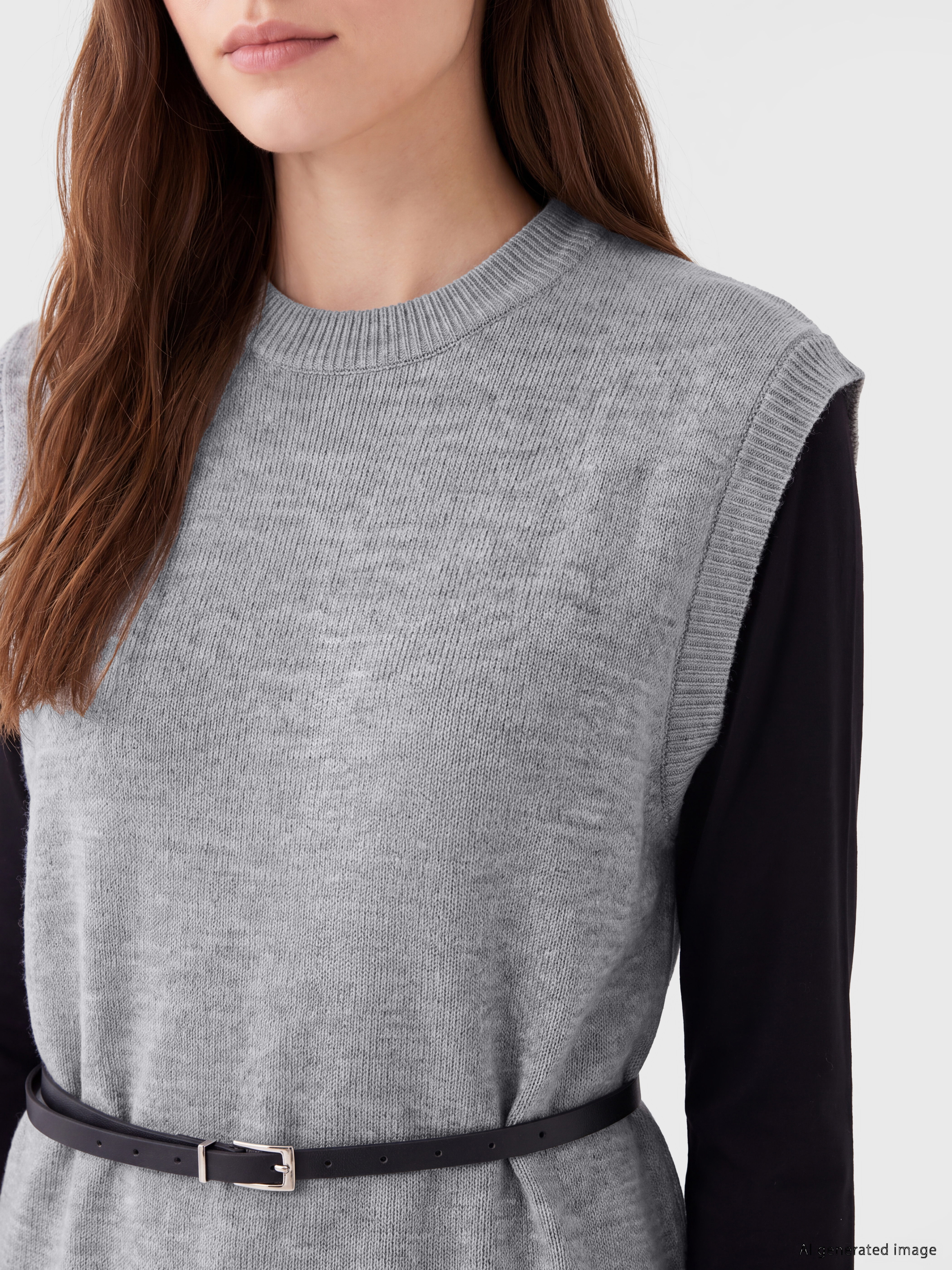 LCW Modest Beli Kemerli Kadın Triko Süveter görsel 3