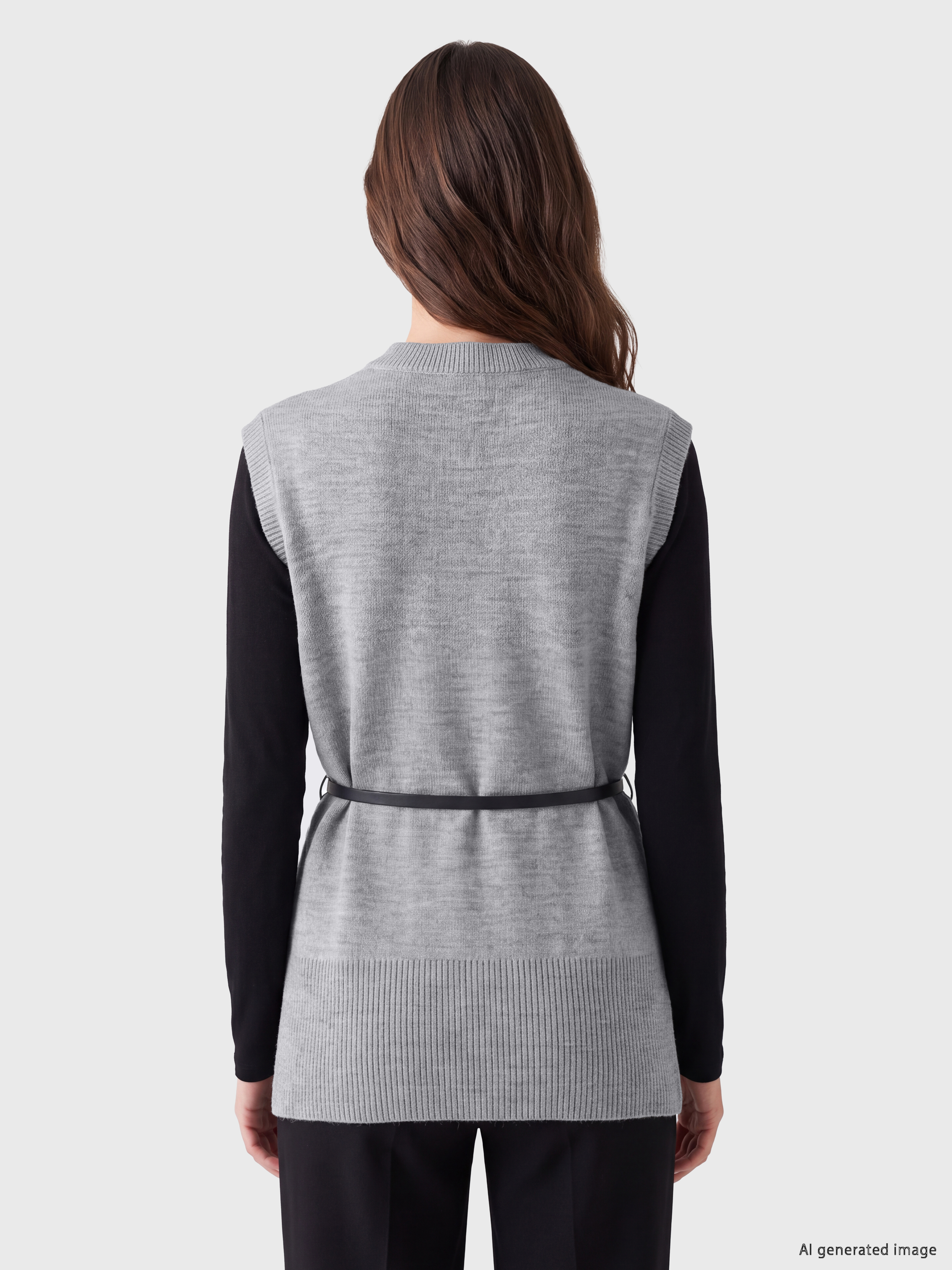 LCW Modest Beli Kemerli Kadın Triko Süveter görsel 4