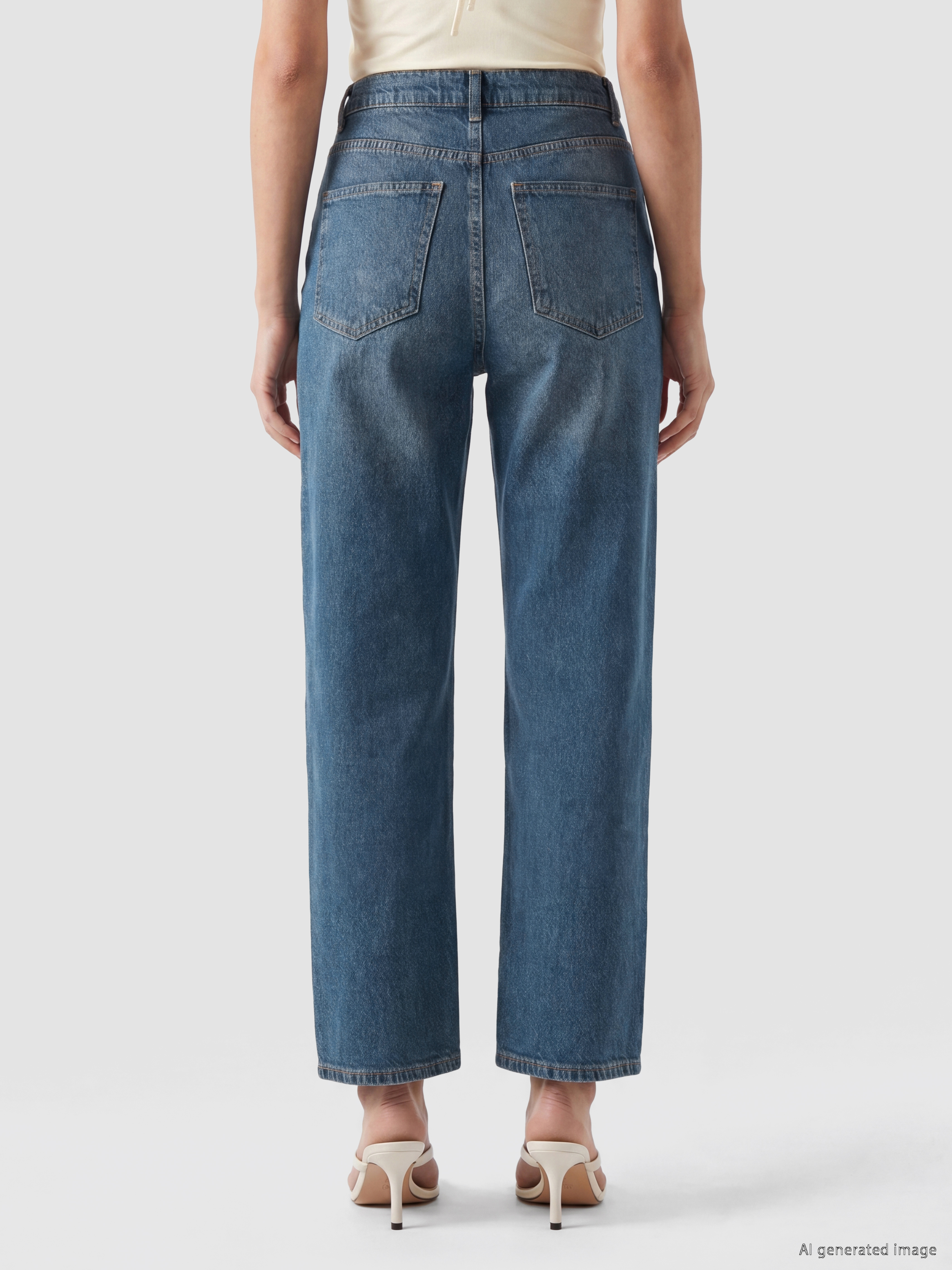 LCW Jeans Yüksek Bel Straight Fit Kadın Jean Pantolon görsel 4