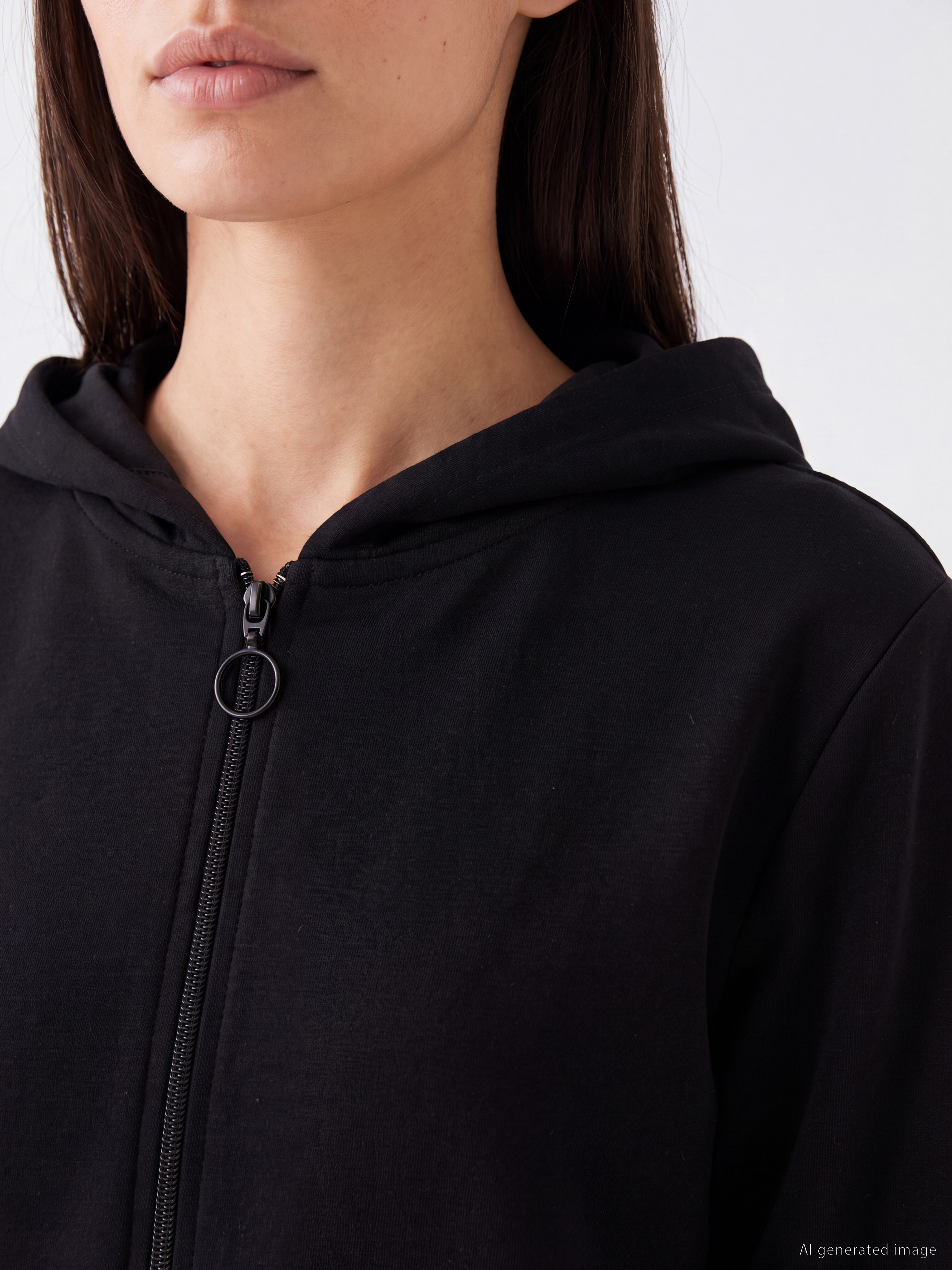 LCW EVERYDAY Soft Touch Oversize Kadın Fermuarlı Sweatshirt görsel 3