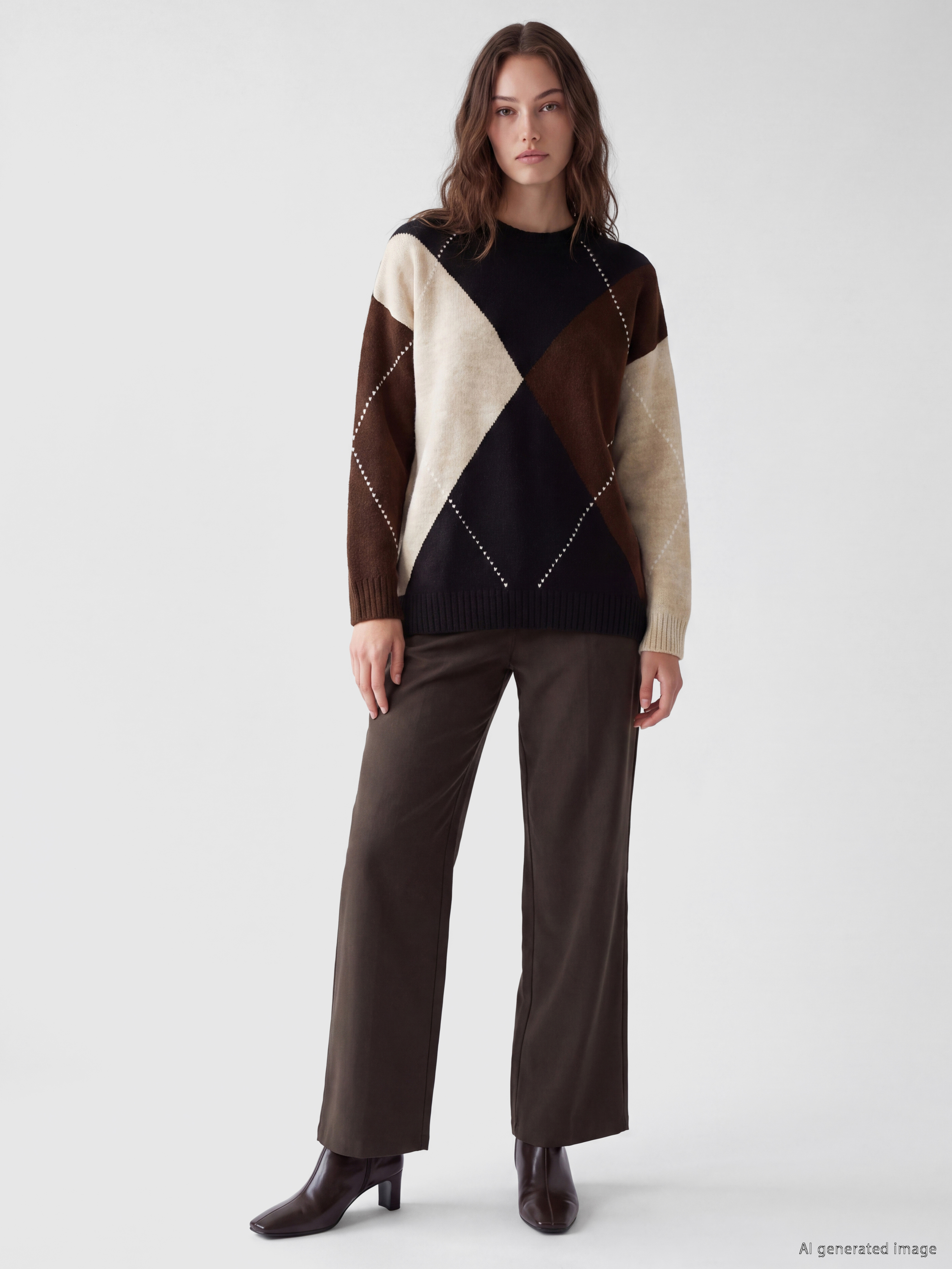 LCW Modest Baklava Desenli Kadın Triko Tunik görsel 2