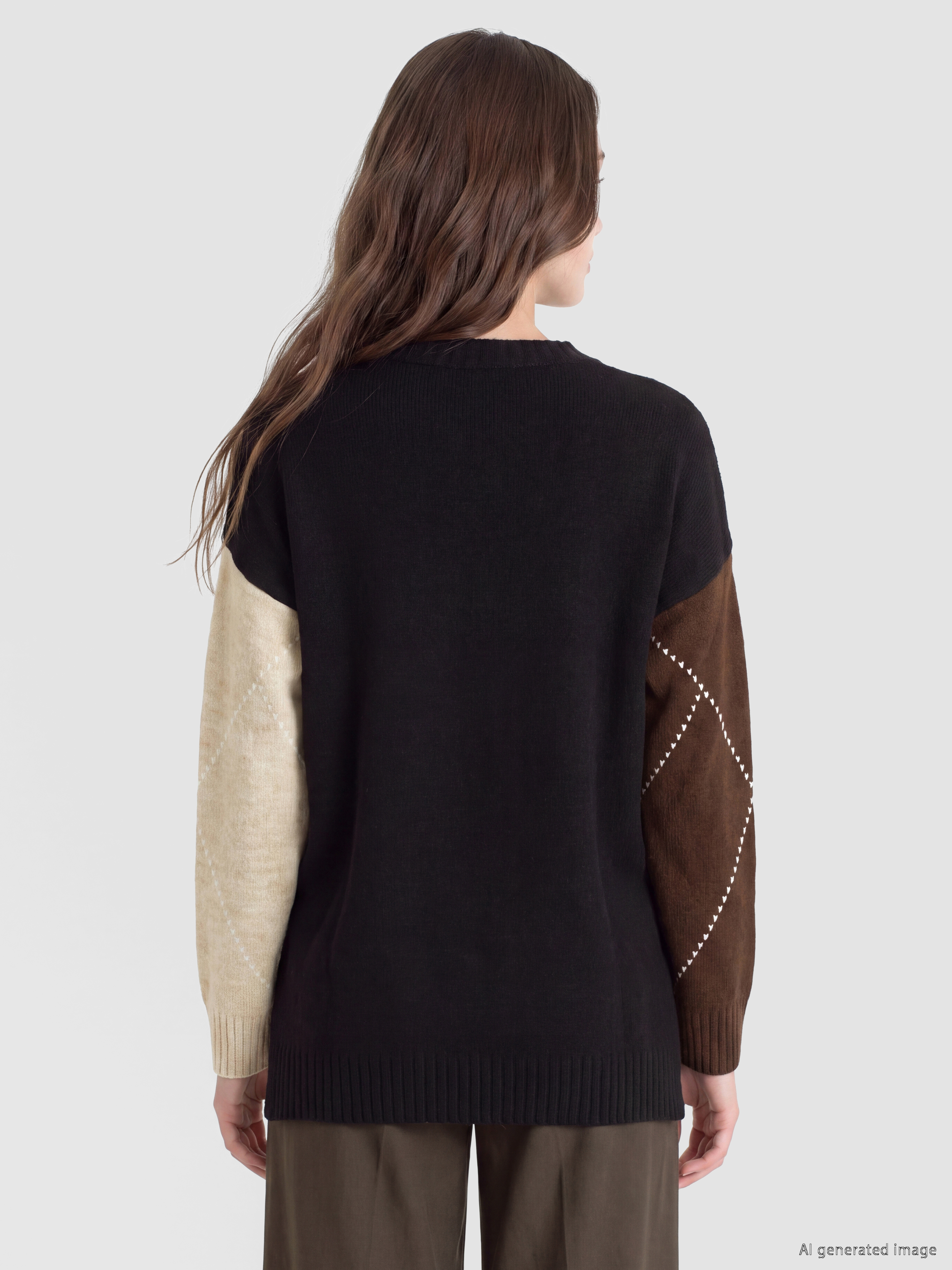 LCW Modest Baklava Desenli Kadın Triko Tunik görsel 4