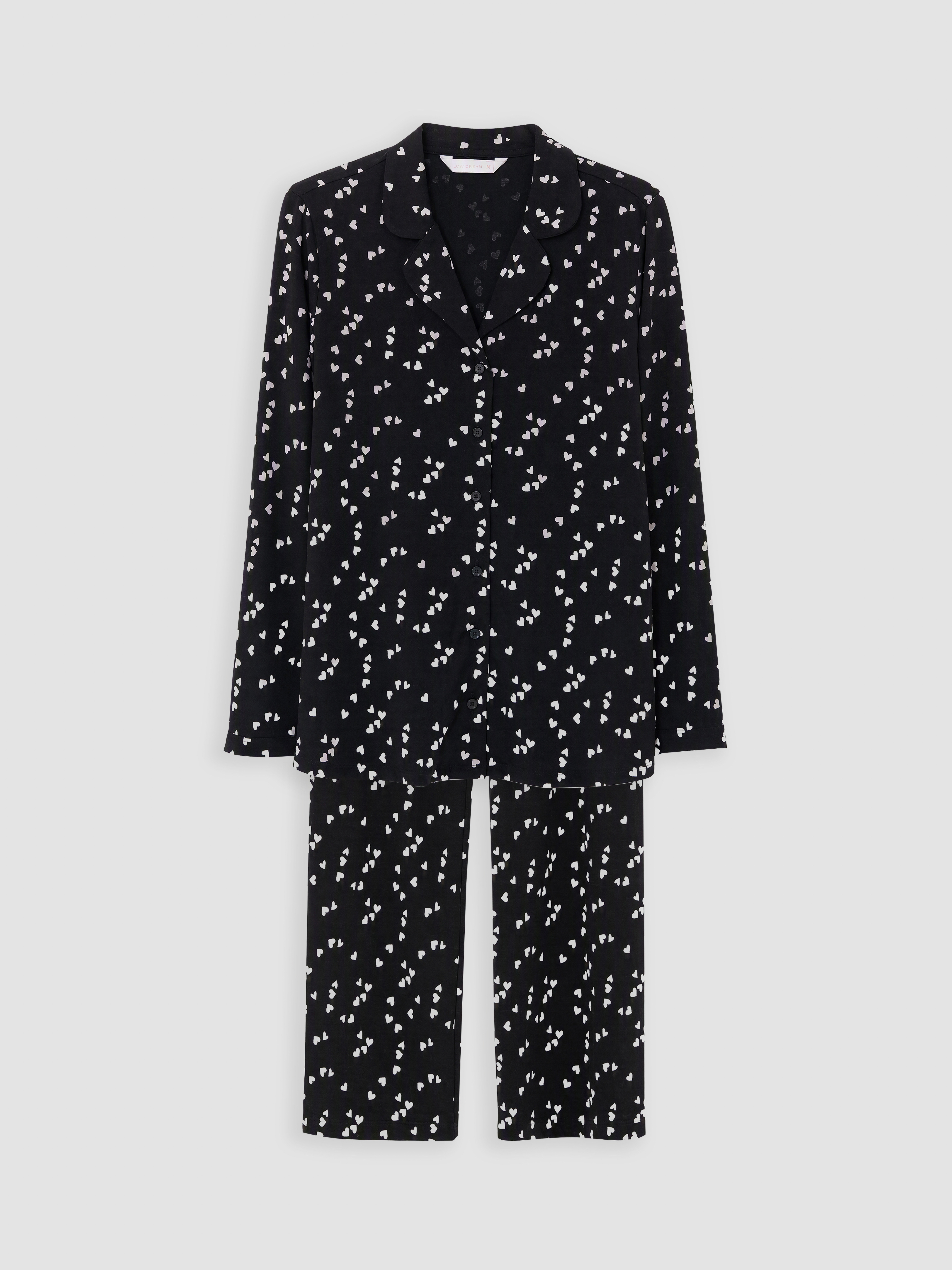 LCW DREAM Gömlek Yaka Kalp Baskılı Hamile Pijama Takımı görsel 5