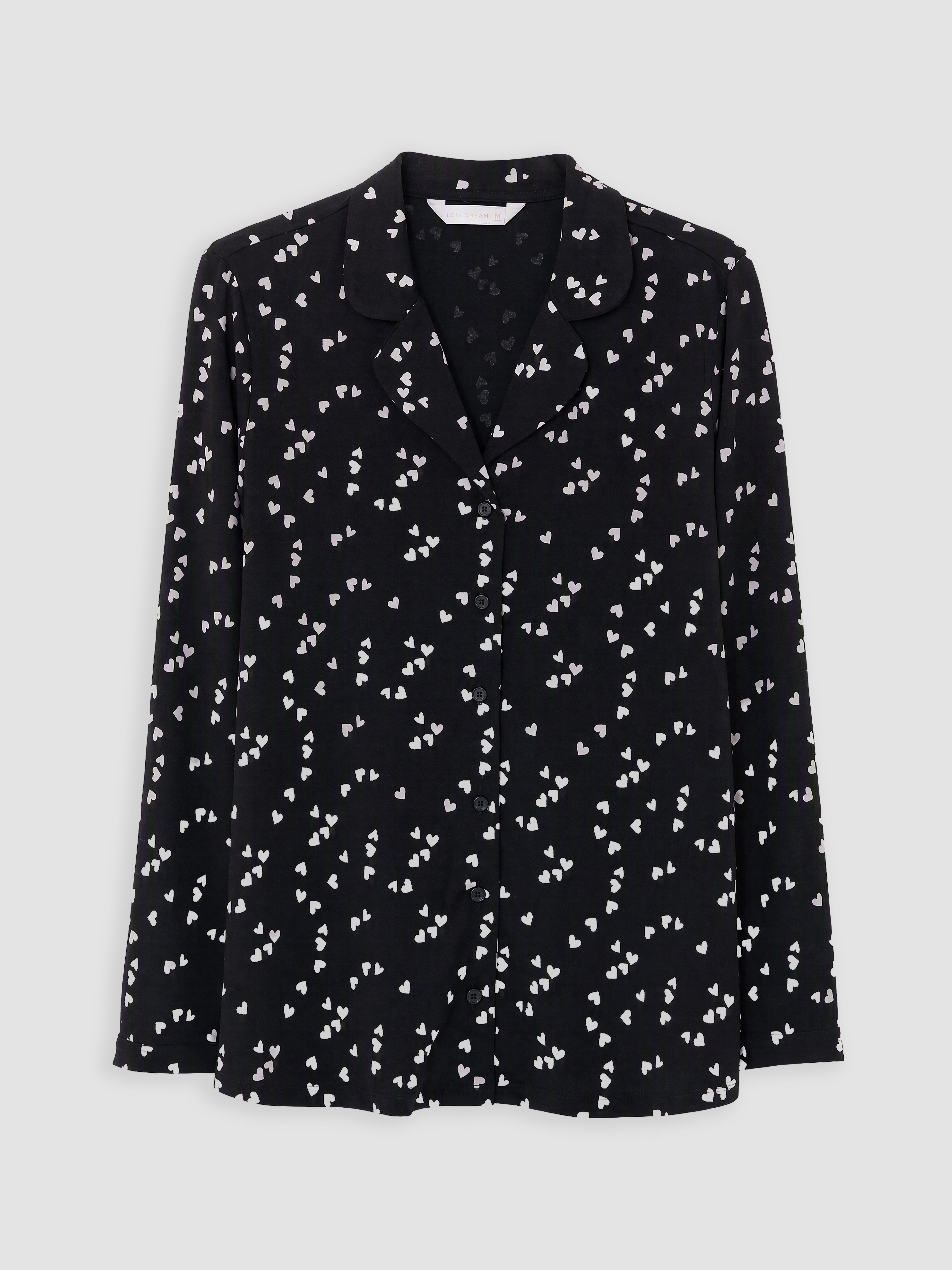 LCW DREAM Gömlek Yaka Kalp Baskılı Hamile Pijama Takımı görsel 6