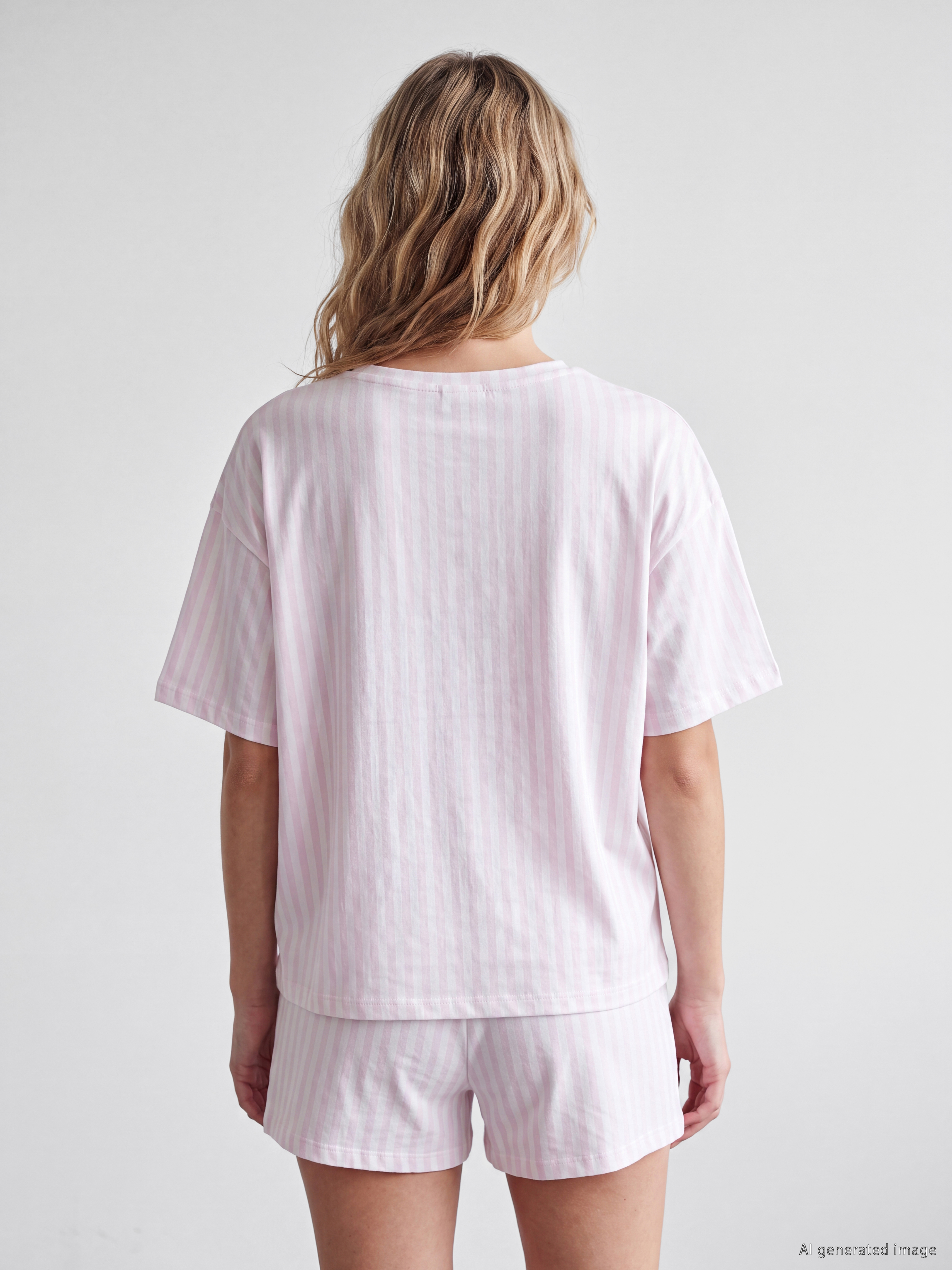 LCW Young Keseli Nakışlı Kadın Şortlu Pijama Takımı görsel 4