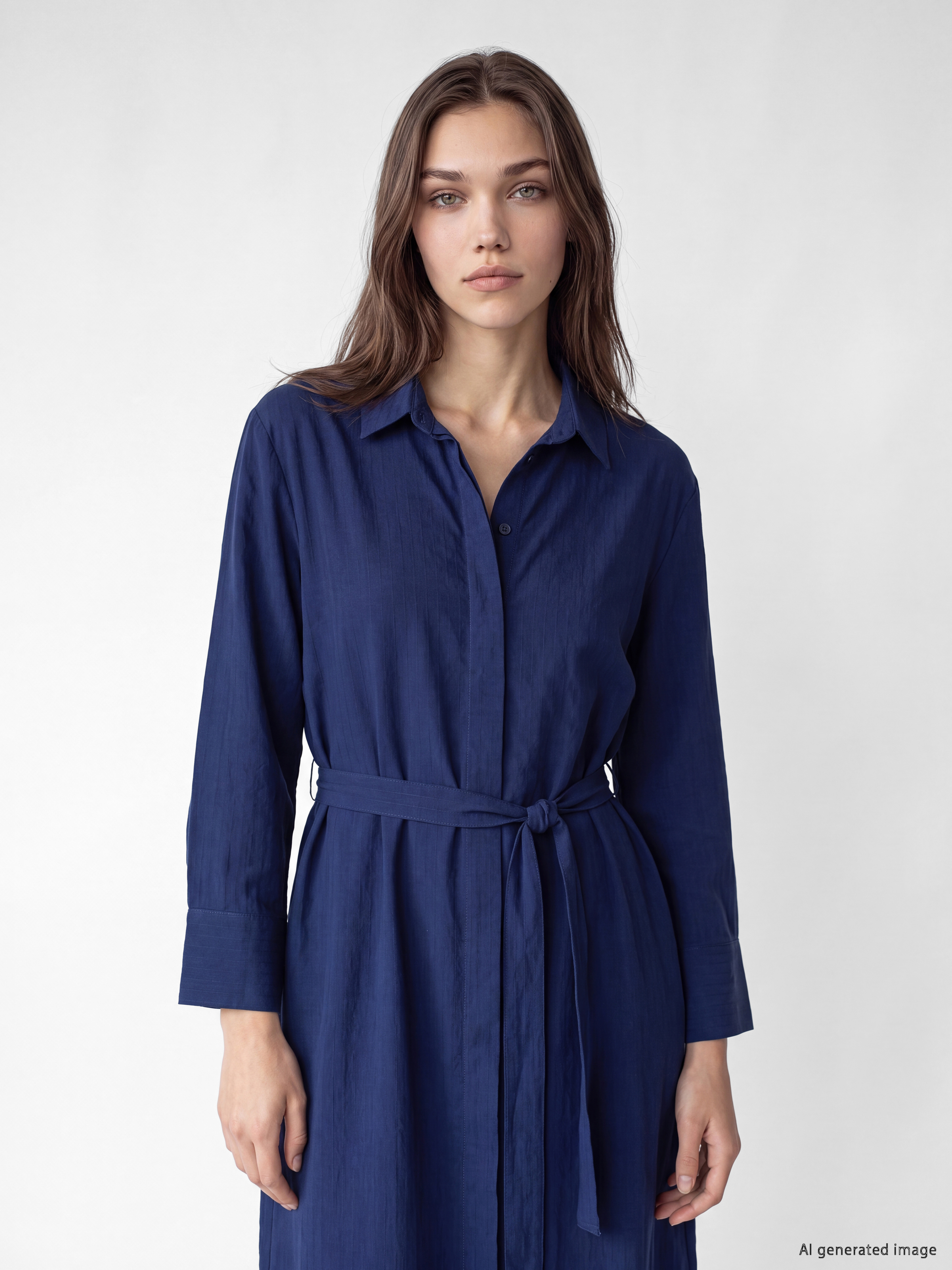 LCW Modest Beli Kuşaklı Modal Karışımlı Gömlek Elbise görsel 2