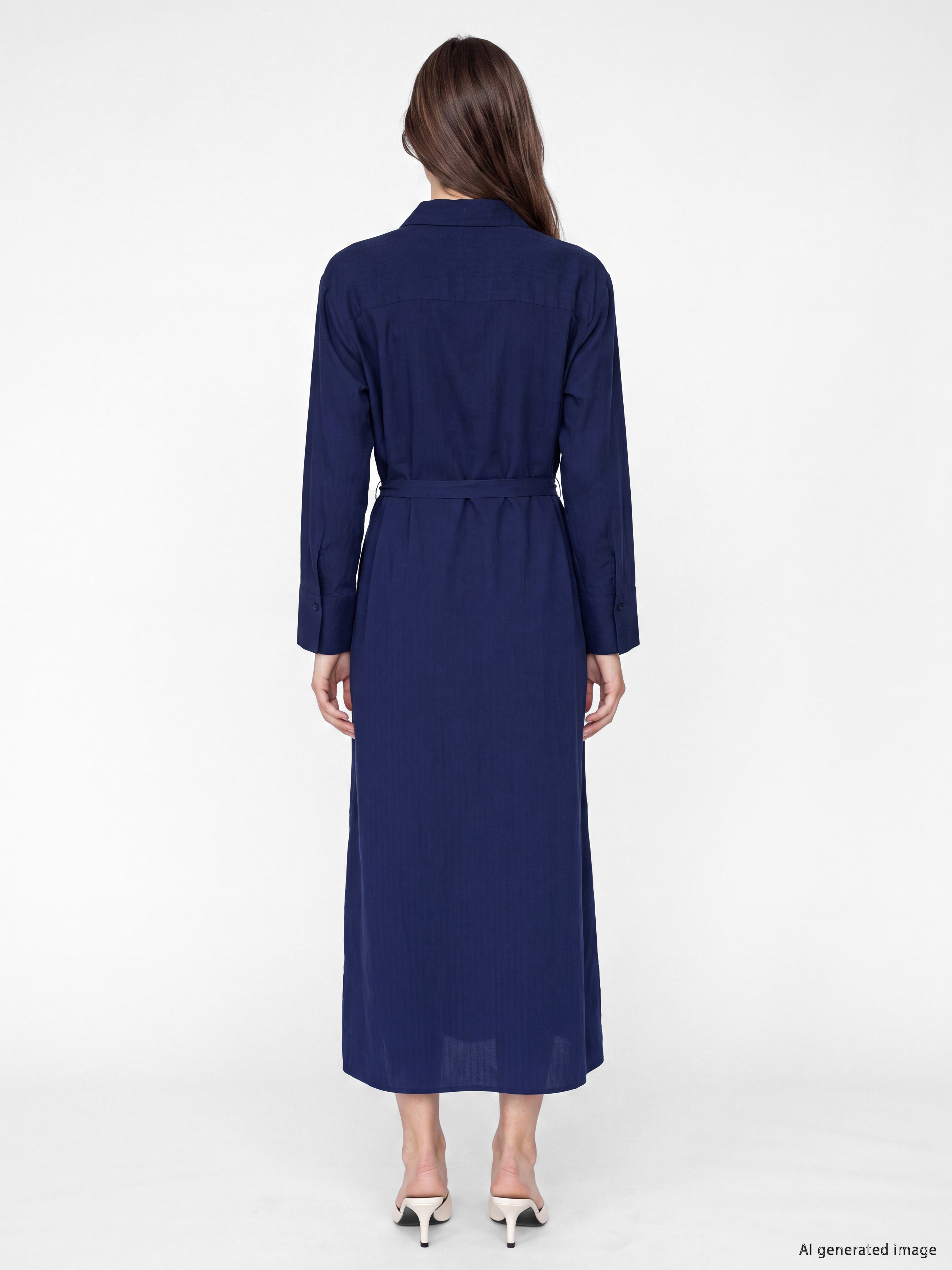 LCW Modest Beli Kuşaklı Modal Karışımlı Gömlek Elbise görsel 4