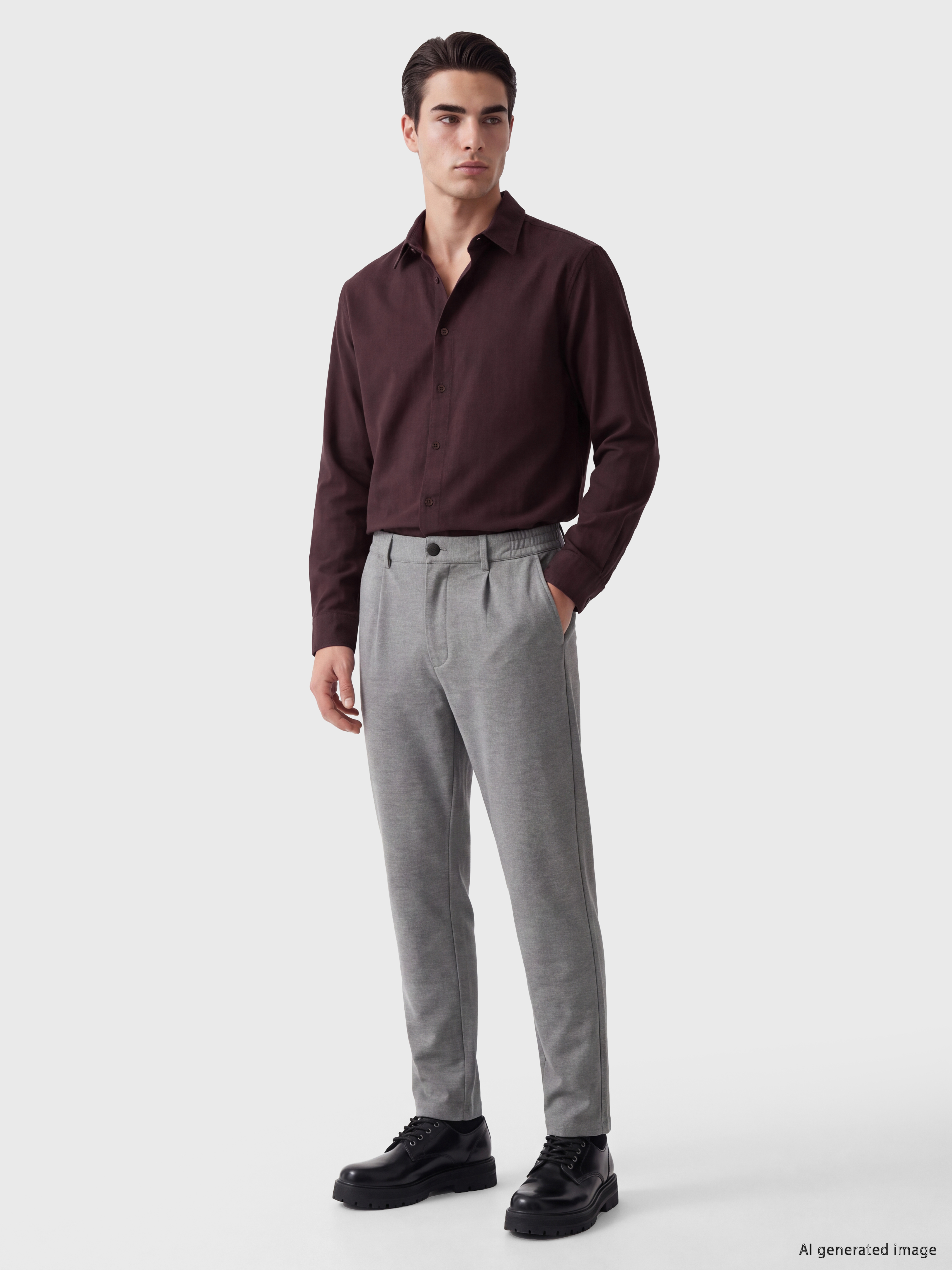 LCW ECO Regular Fit Keten Görünümlü Erkek Gömlek görsel 2