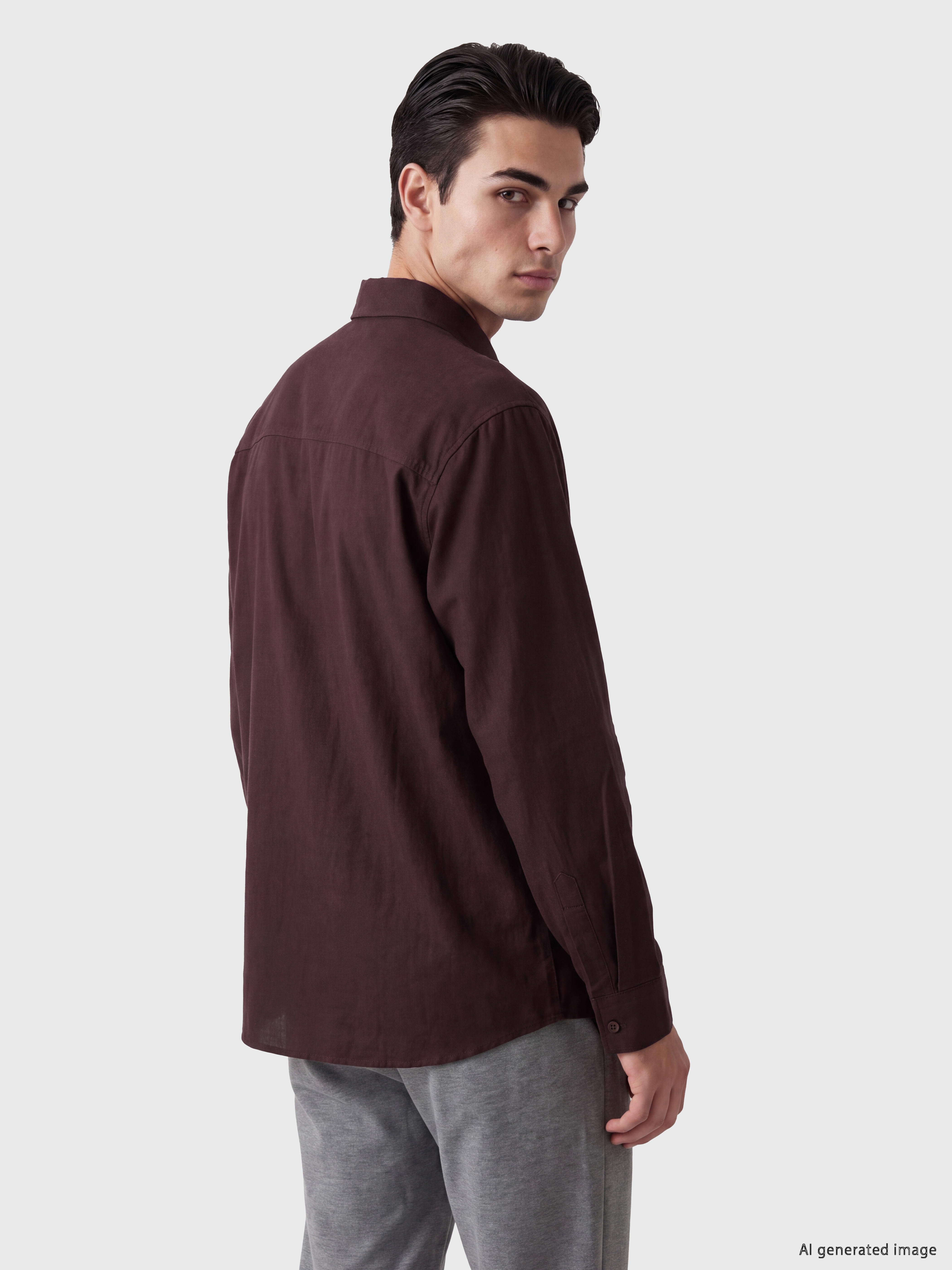 LCW ECO Regular Fit Keten Görünümlü Erkek Gömlek görsel 3
