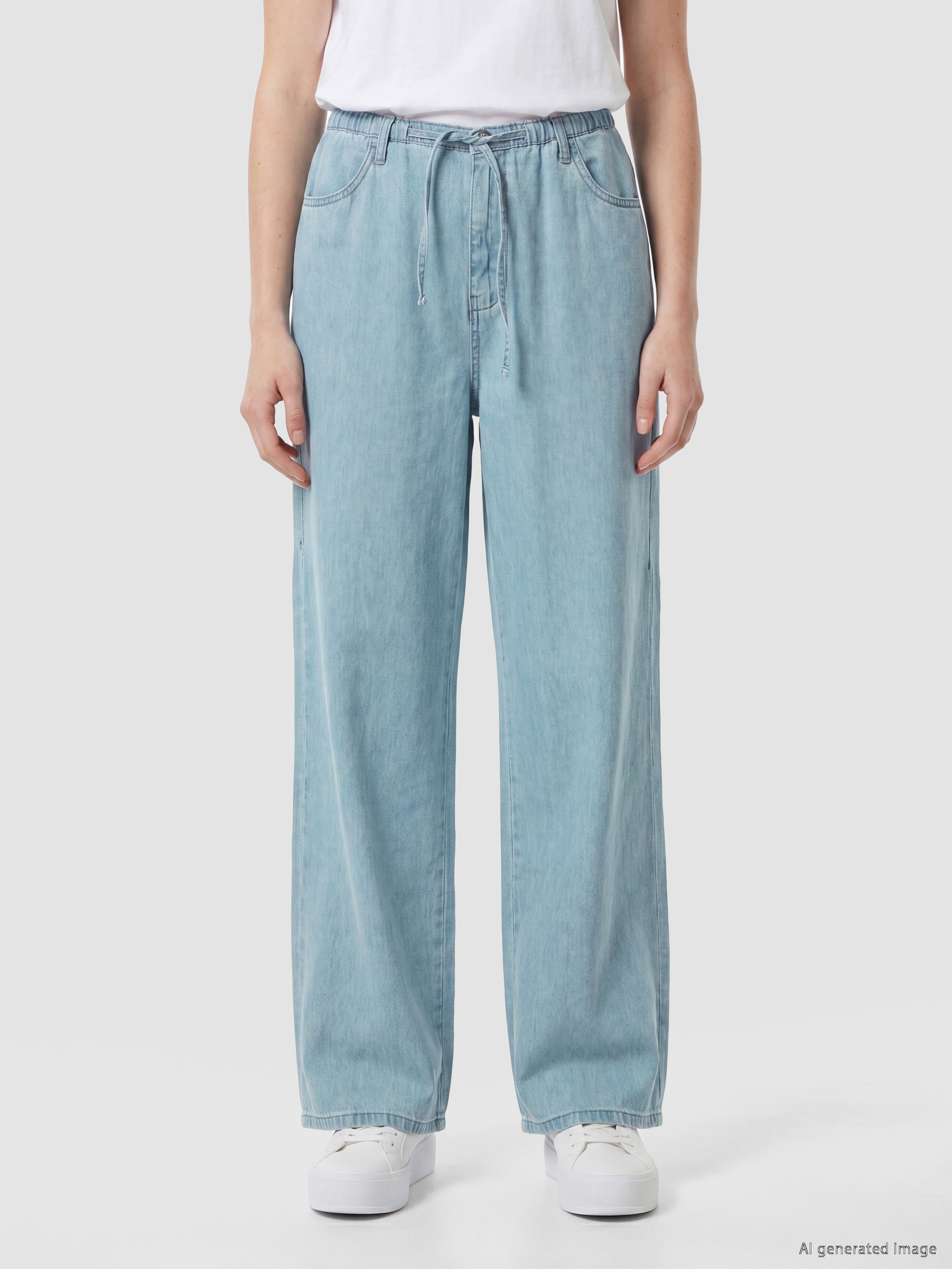 XSIDE Beli Bağcıklı Wideleg Kadın Jean Pantolon görsel 2