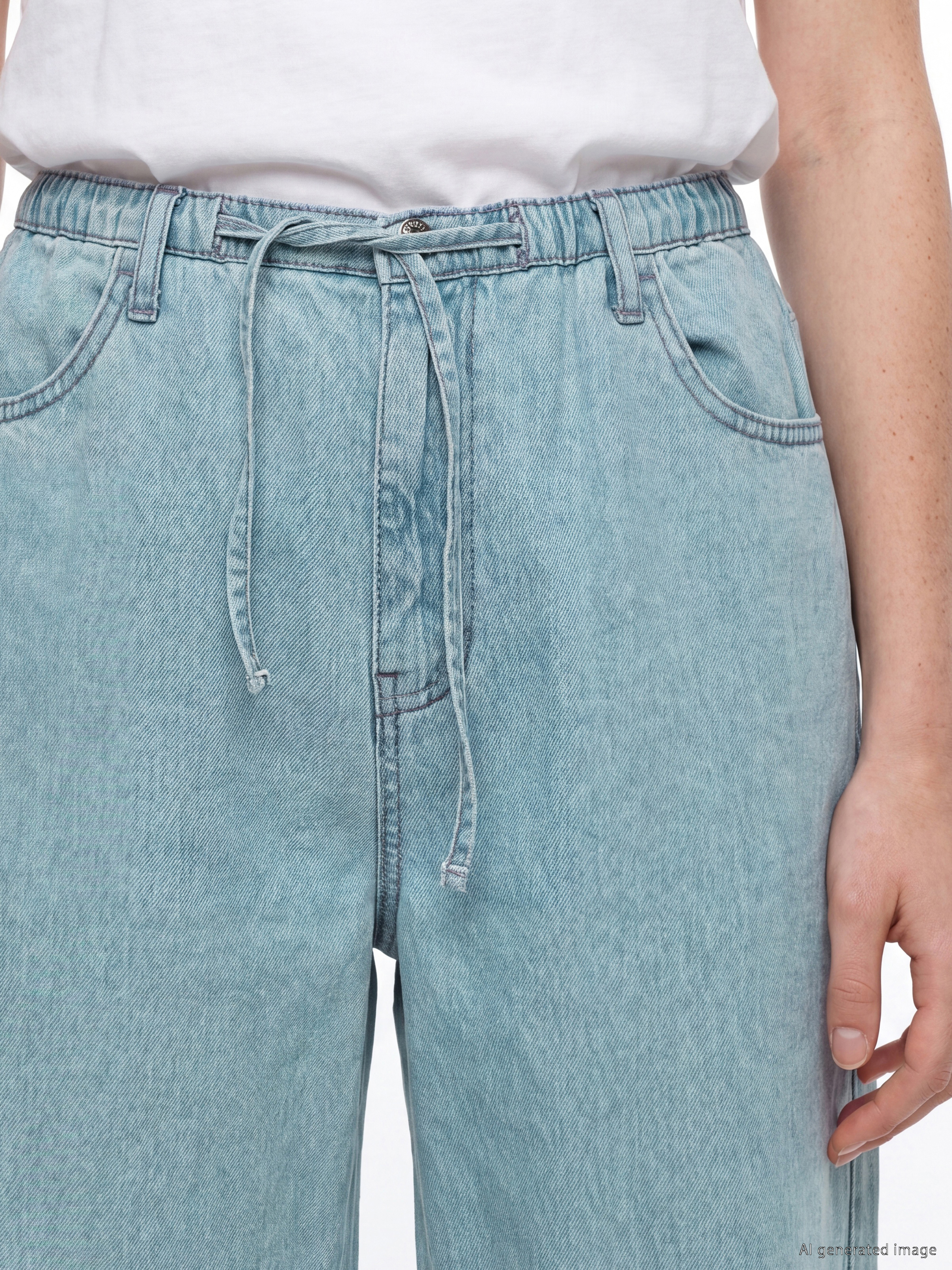 XSIDE Beli Bağcıklı Wideleg Kadın Jean Pantolon görsel 3