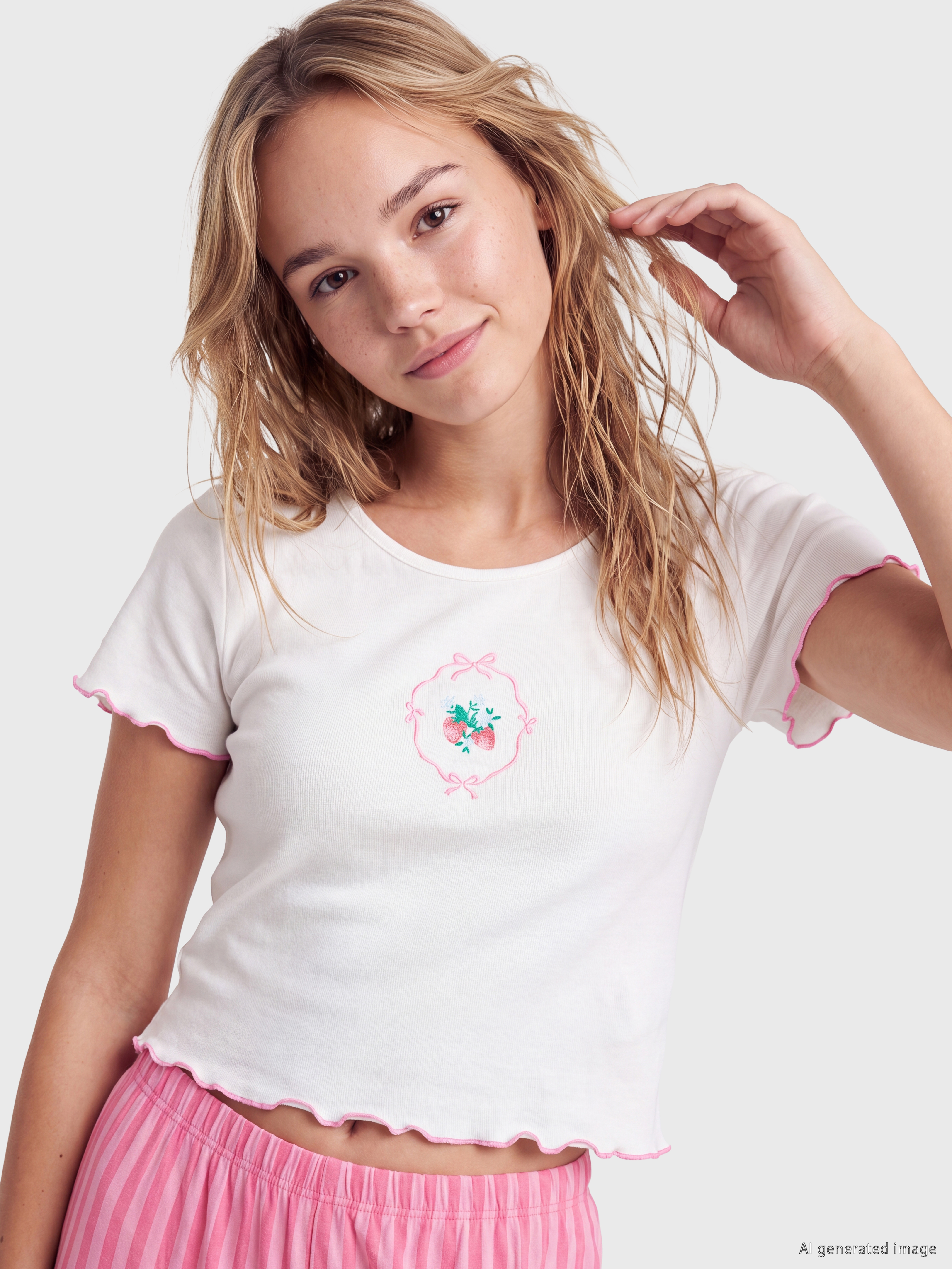 LCW DREAM Bisiklet Yaka Baskılı Kadın Pijama Takımı görsel 2