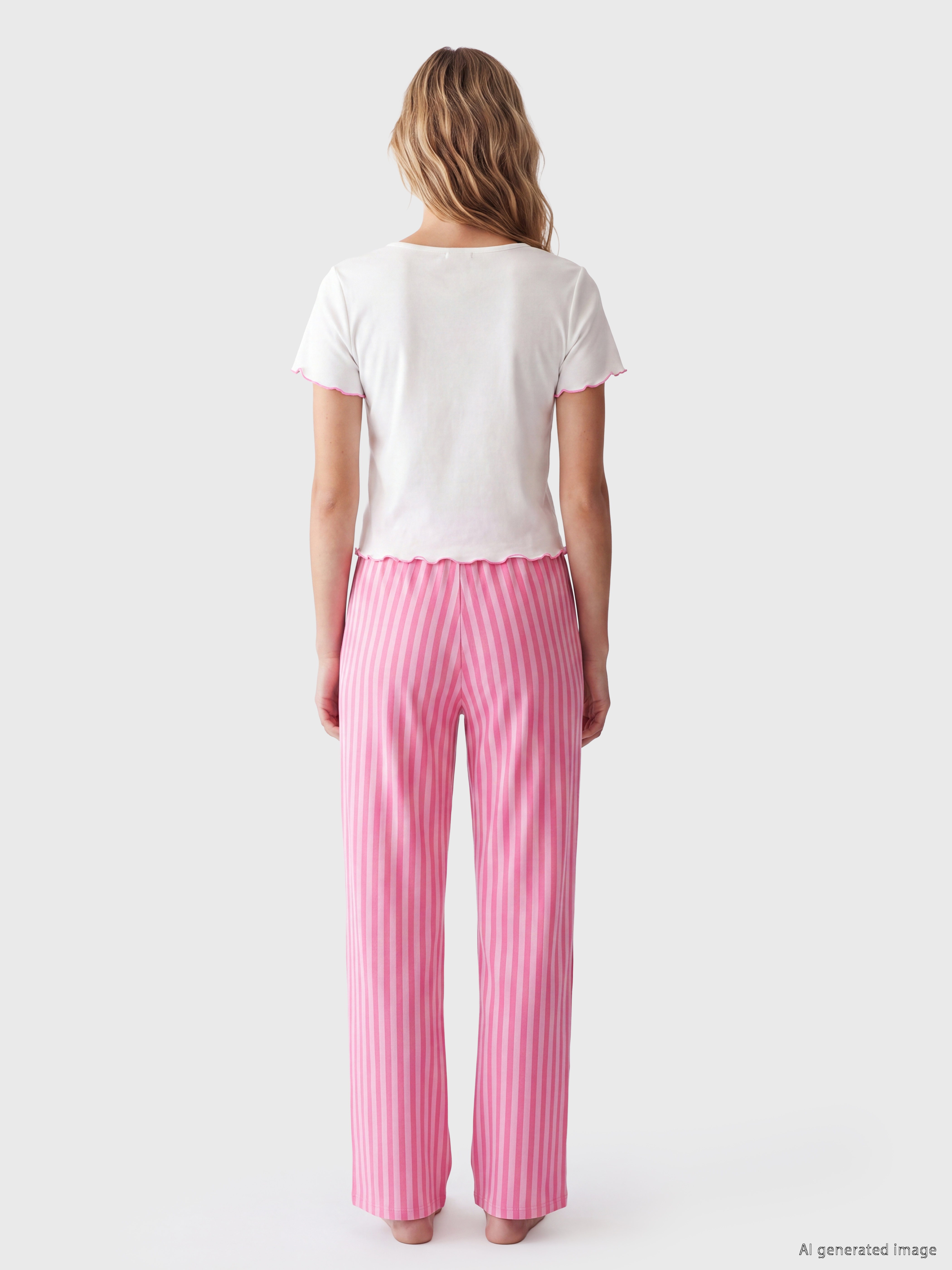 LCW DREAM Bisiklet Yaka Baskılı Kadın Pijama Takımı görsel 4