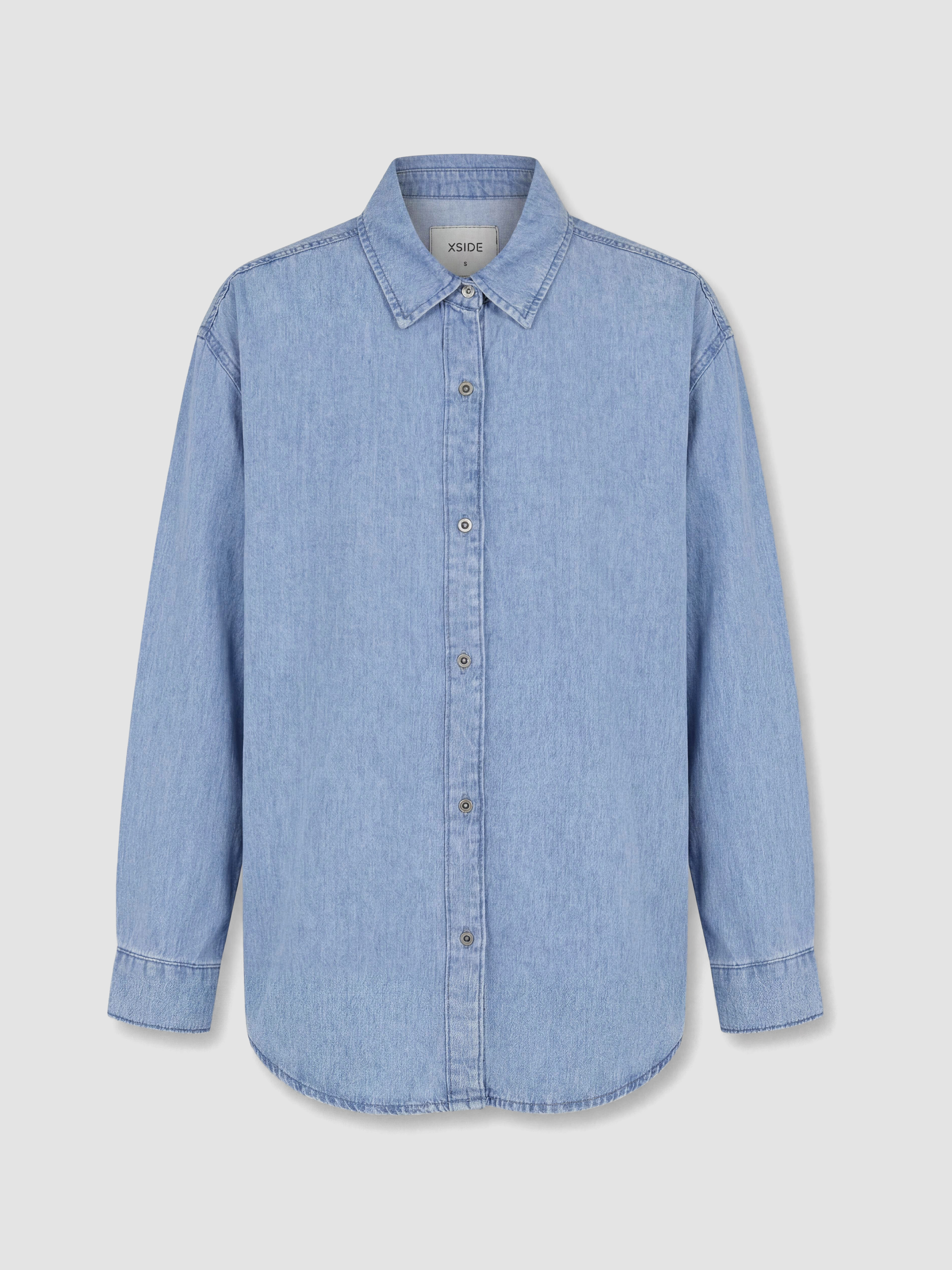 XSIDE Oversize Kadın Jean Gömlek görsel 5