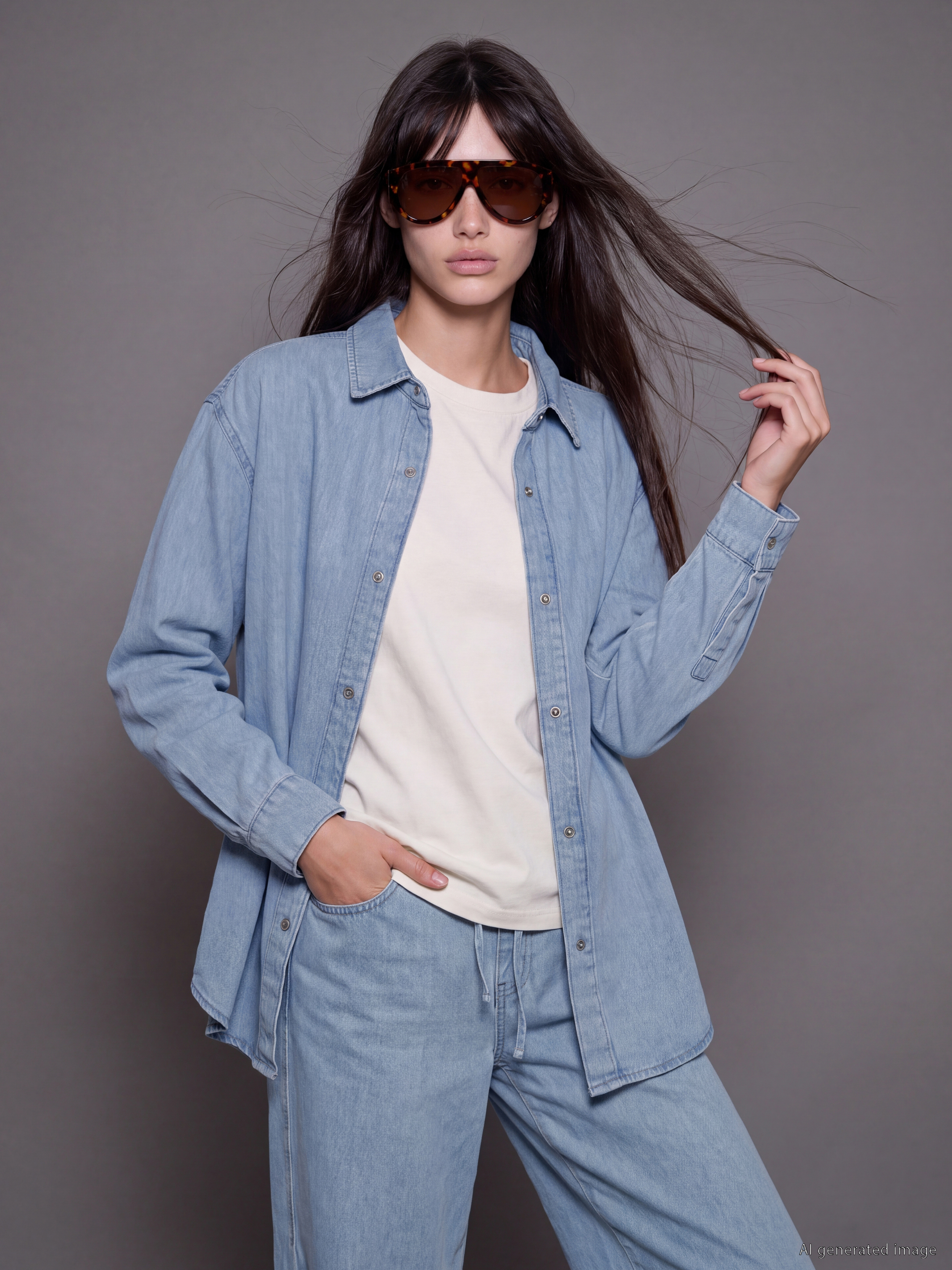 XSIDE Oversize Kadın Jean Gömlek