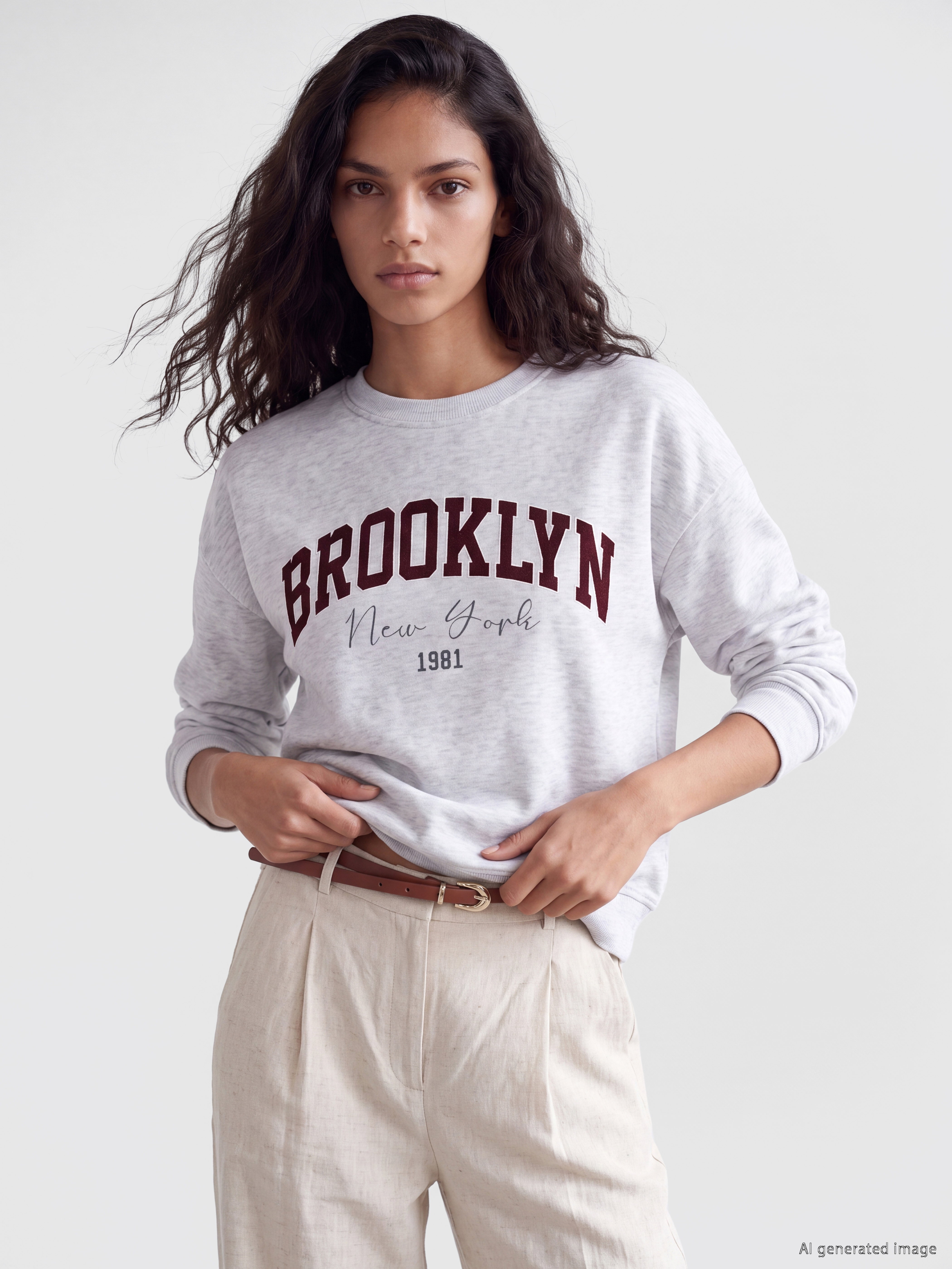 XSIDE Brooklyn Baskılı Oversize Kadın Sweatshirt