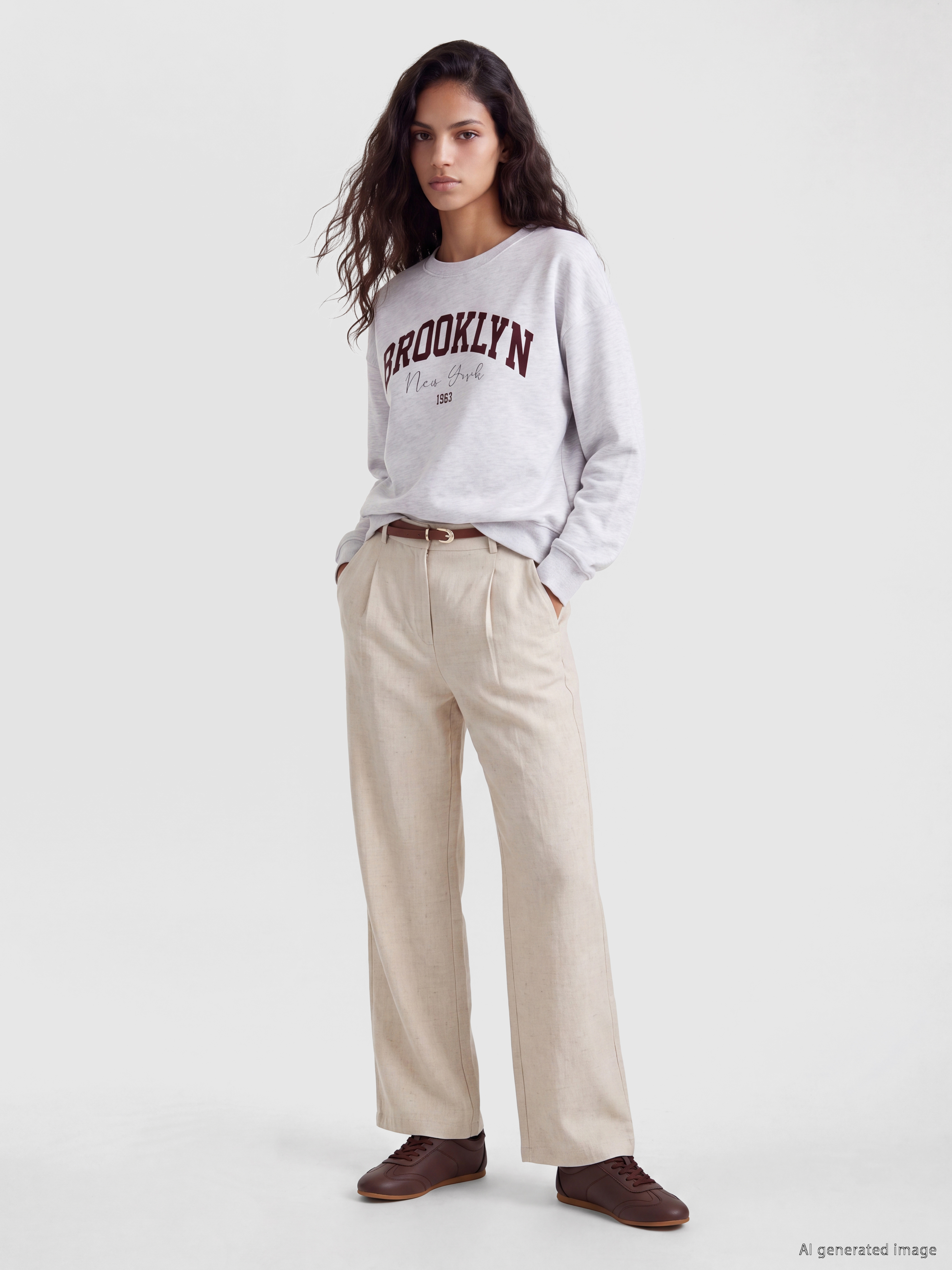 XSIDE Brooklyn Baskılı Oversize Kadın Sweatshirt görsel 2