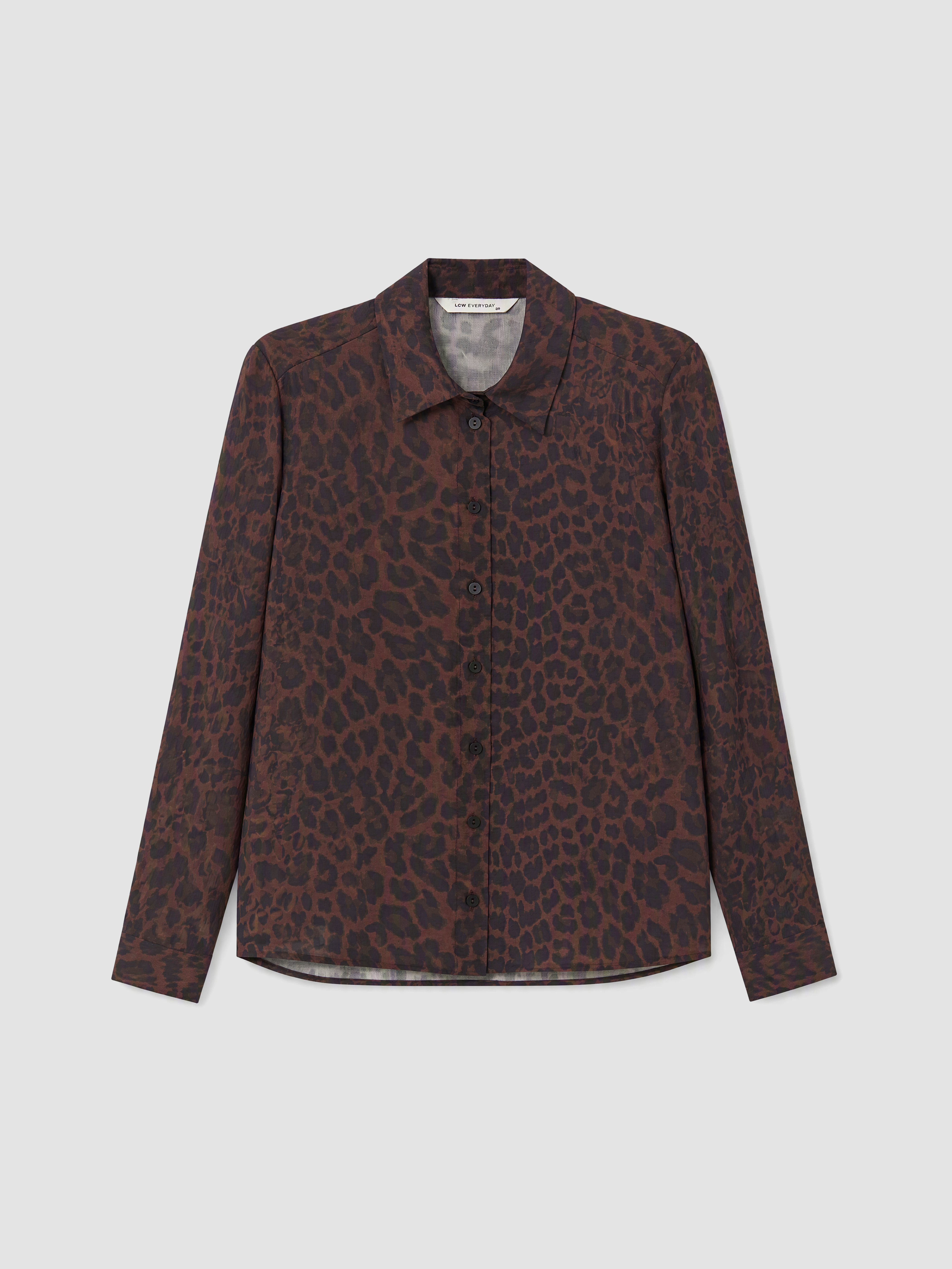 LCW EVERYDAY Leopar Desenli Kadın Gömlek görsel 5