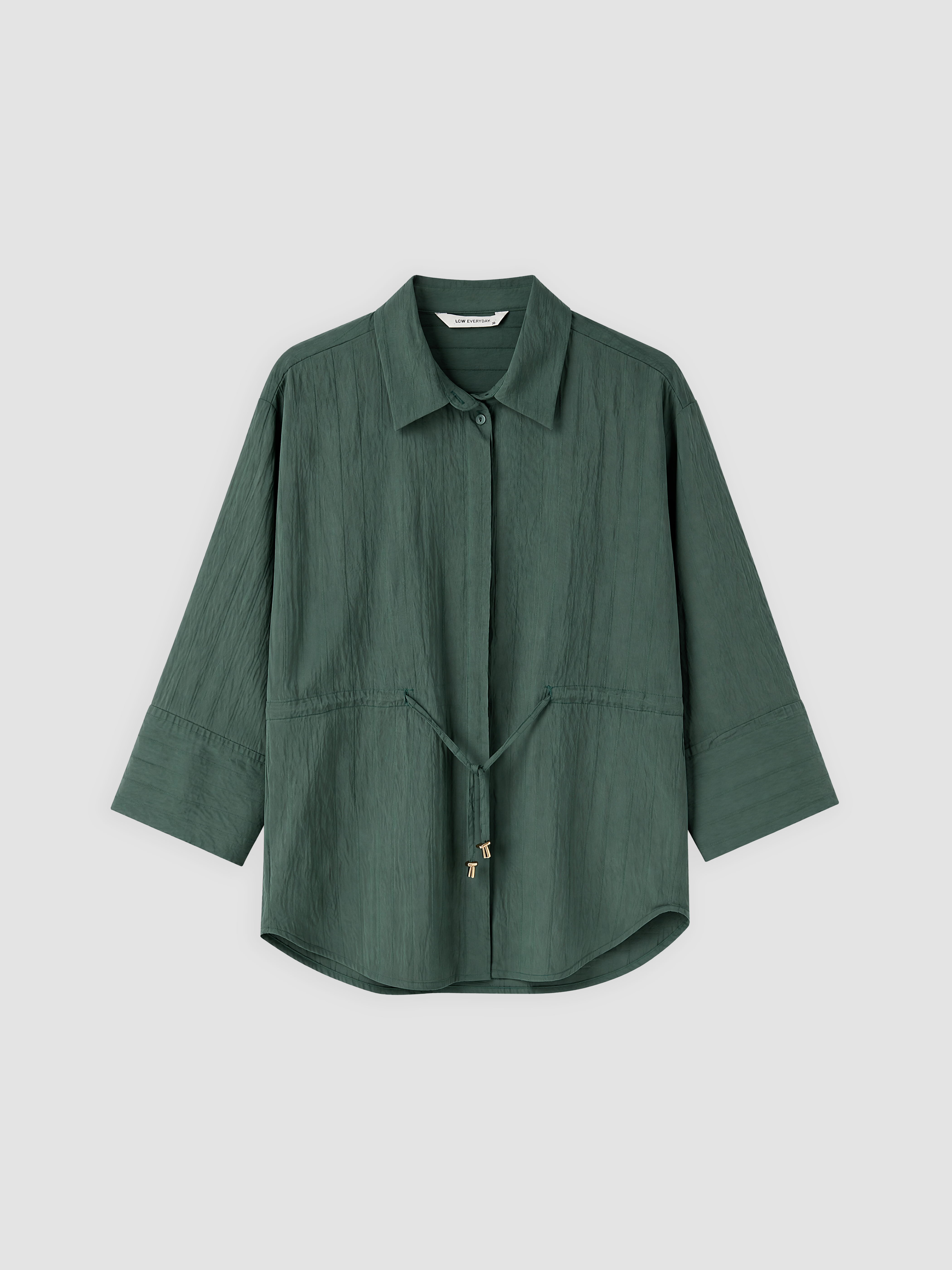 LCW EVERYDAY Çizgili Bağcıklı Oversize Kadın Gömlek görsel 5