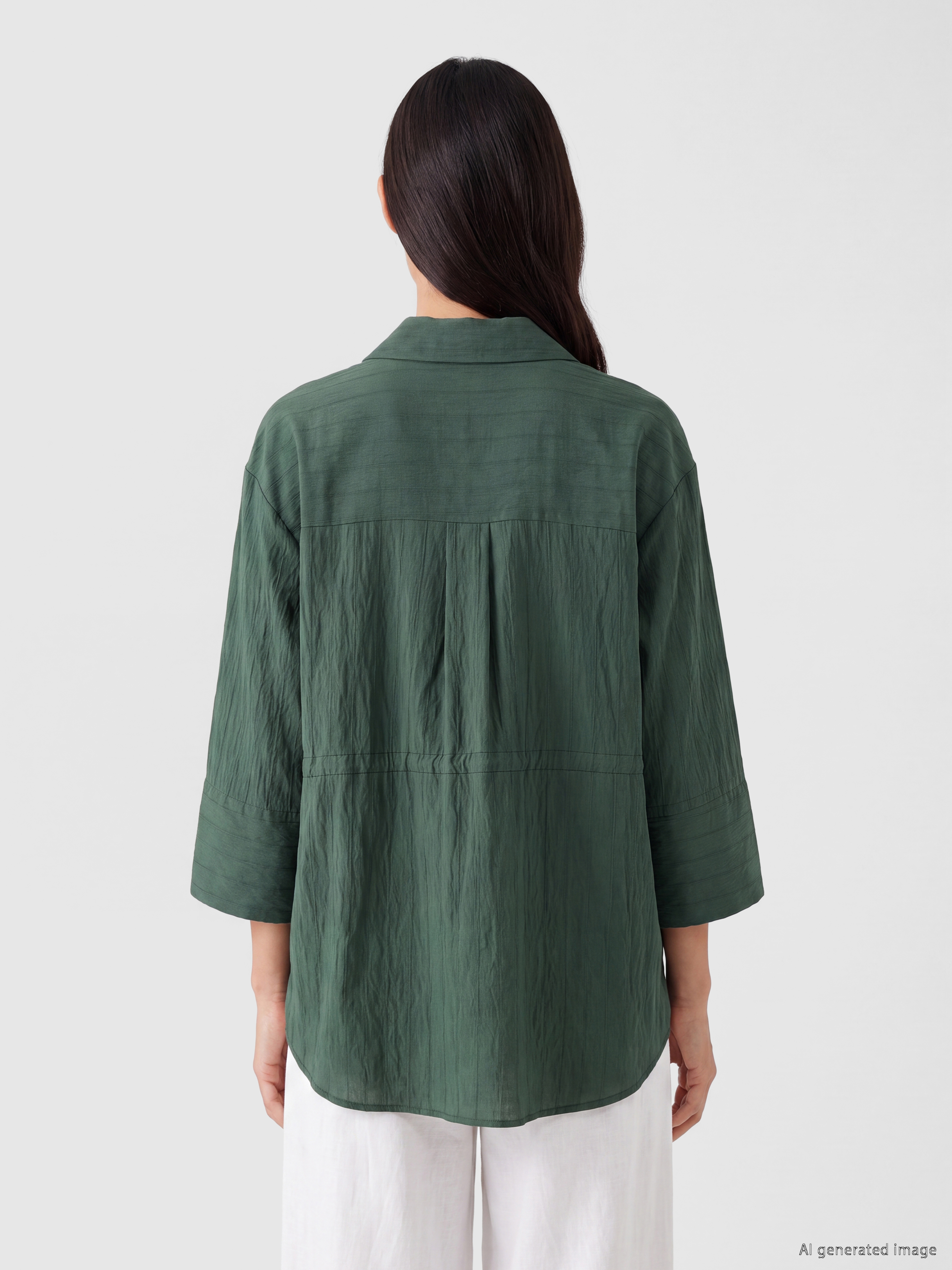 LCW EVERYDAY Çizgili Bağcıklı Oversize Kadın Gömlek görsel 4