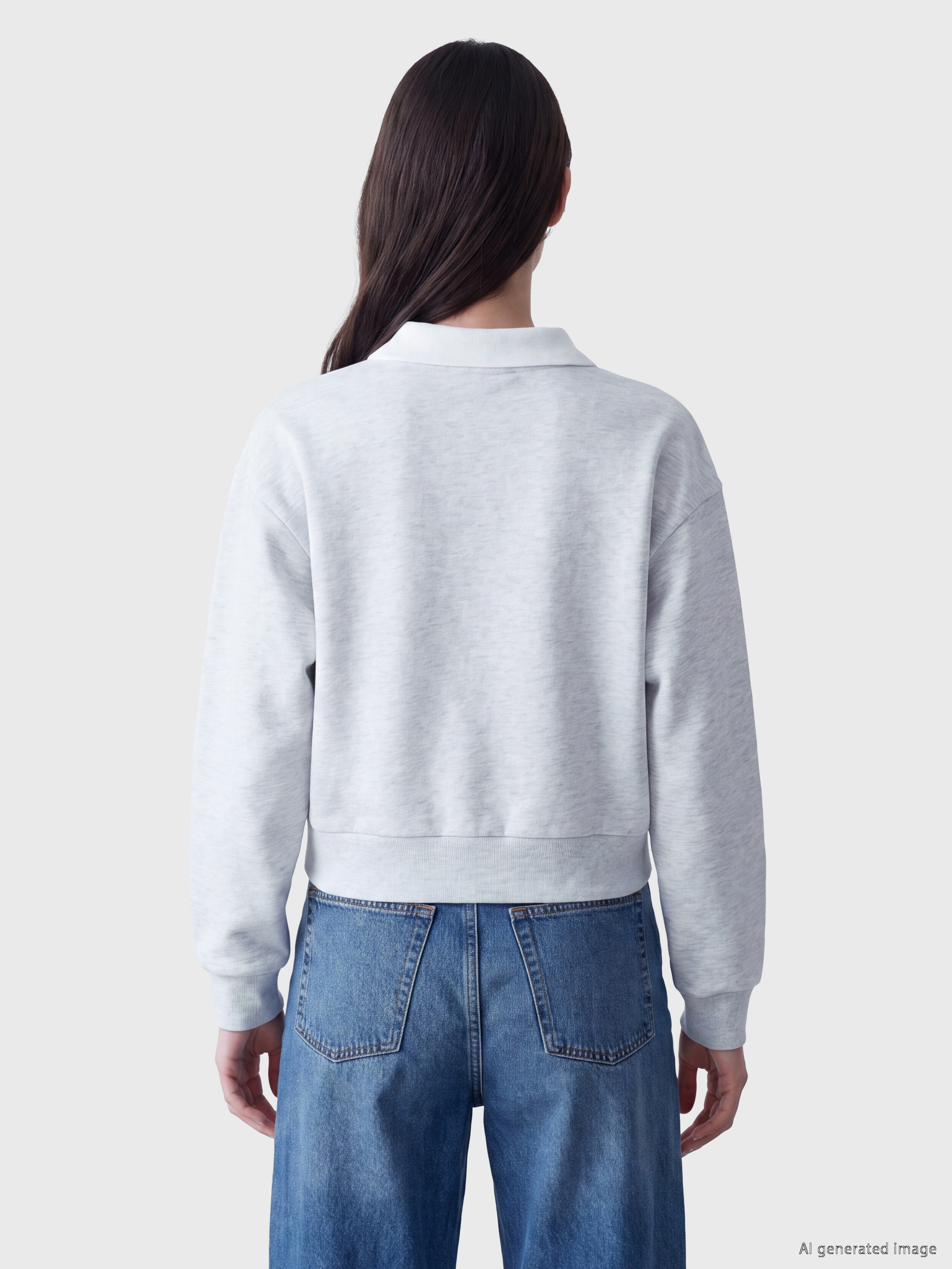 XSIDE Polo Yaka Oversize Kadın Kalın Sweatshirt görsel 4