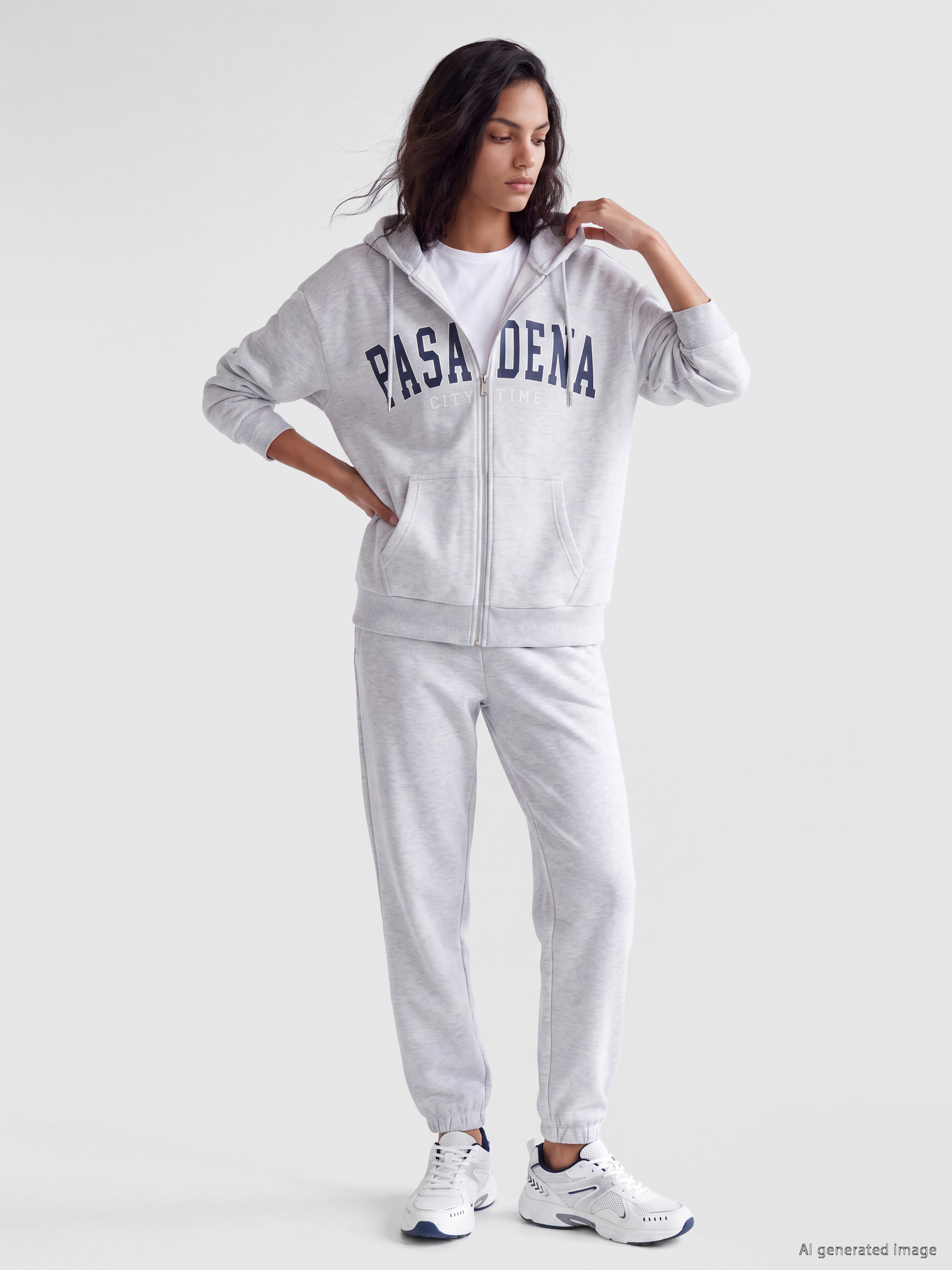 XSIDE Baskılı Kadın Kalın Fermuarlı Sweatshirt görsel 2